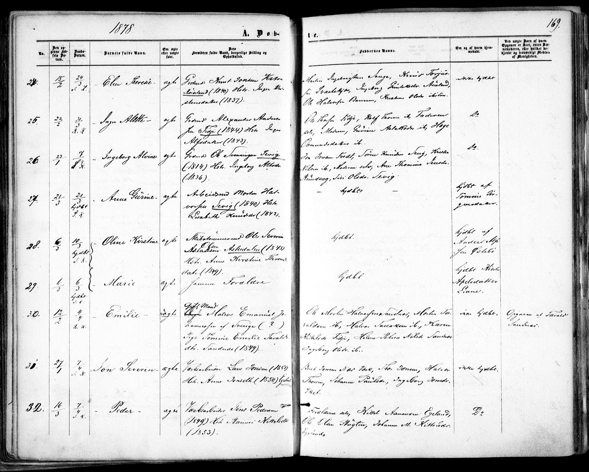 Søndeled sokneprestkontor, SAK/1111-0038/F/Fa/L0003: Parish register (official) no. A 3, 1861-1879, p. 169