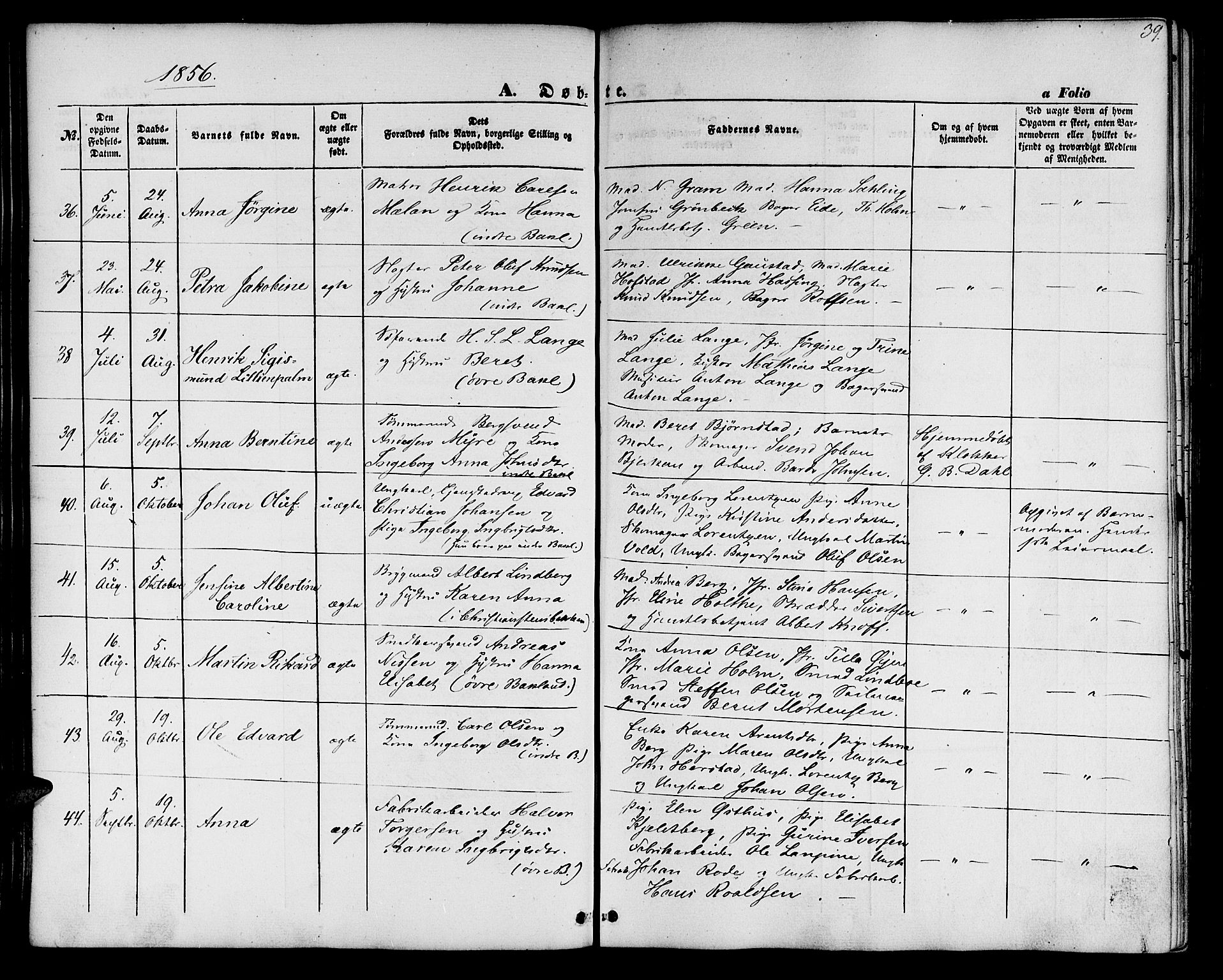 Ministerialprotokoller, klokkerbøker og fødselsregistre - Sør-Trøndelag, AV/SAT-A-1456/604/L0184: Parish register (official) no. 604A05, 1851-1860, p. 39