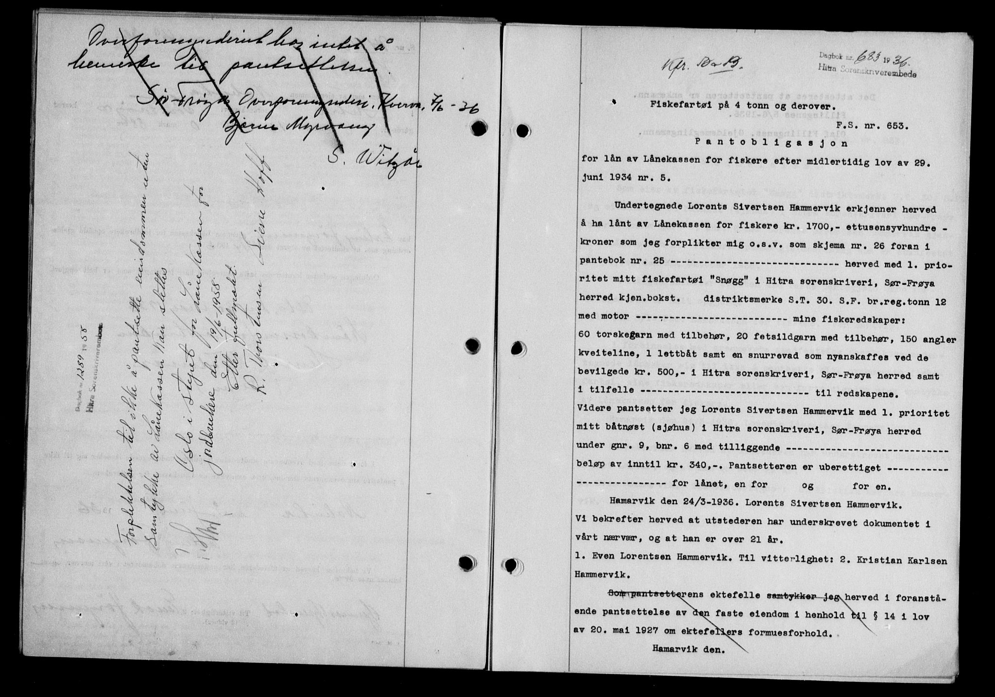 Hitra sorenskriveri, AV/SAT-A-0018/2/2C/2Ca/L0028: Mortgage book no. B-1, 1936-1939, Diary no: : 683/1936