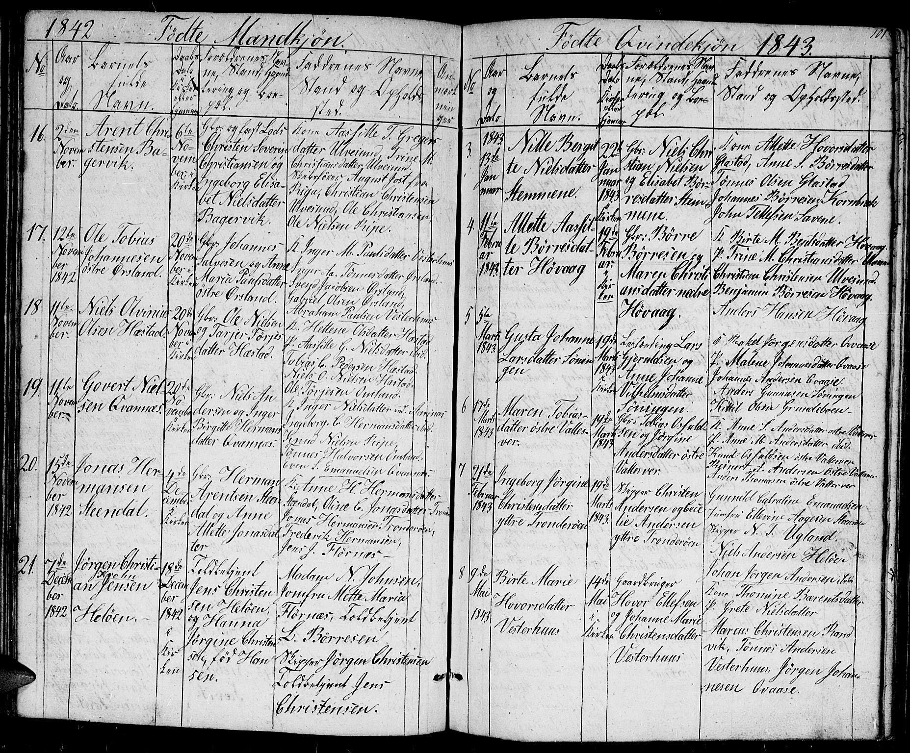 Høvåg sokneprestkontor, AV/SAK-1111-0025/F/Fb/L0001: Parish register (copy) no. B 1, 1817-1846, p. 101