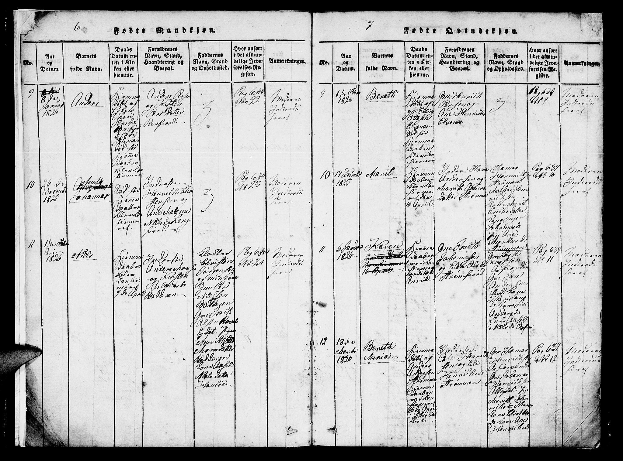 Skjervøy sokneprestkontor, AV/SATØ-S-1300/H/Ha/Hab/L0001klokker: Parish register (copy) no. 1, 1825-1838, p. 6-7