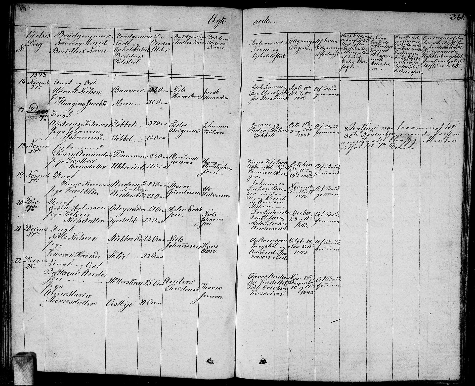 Enebakk prestekontor Kirkebøker, AV/SAO-A-10171c/G/Ga/L0003: Parish register (copy) no. I 3, 1833-1849, p. 361