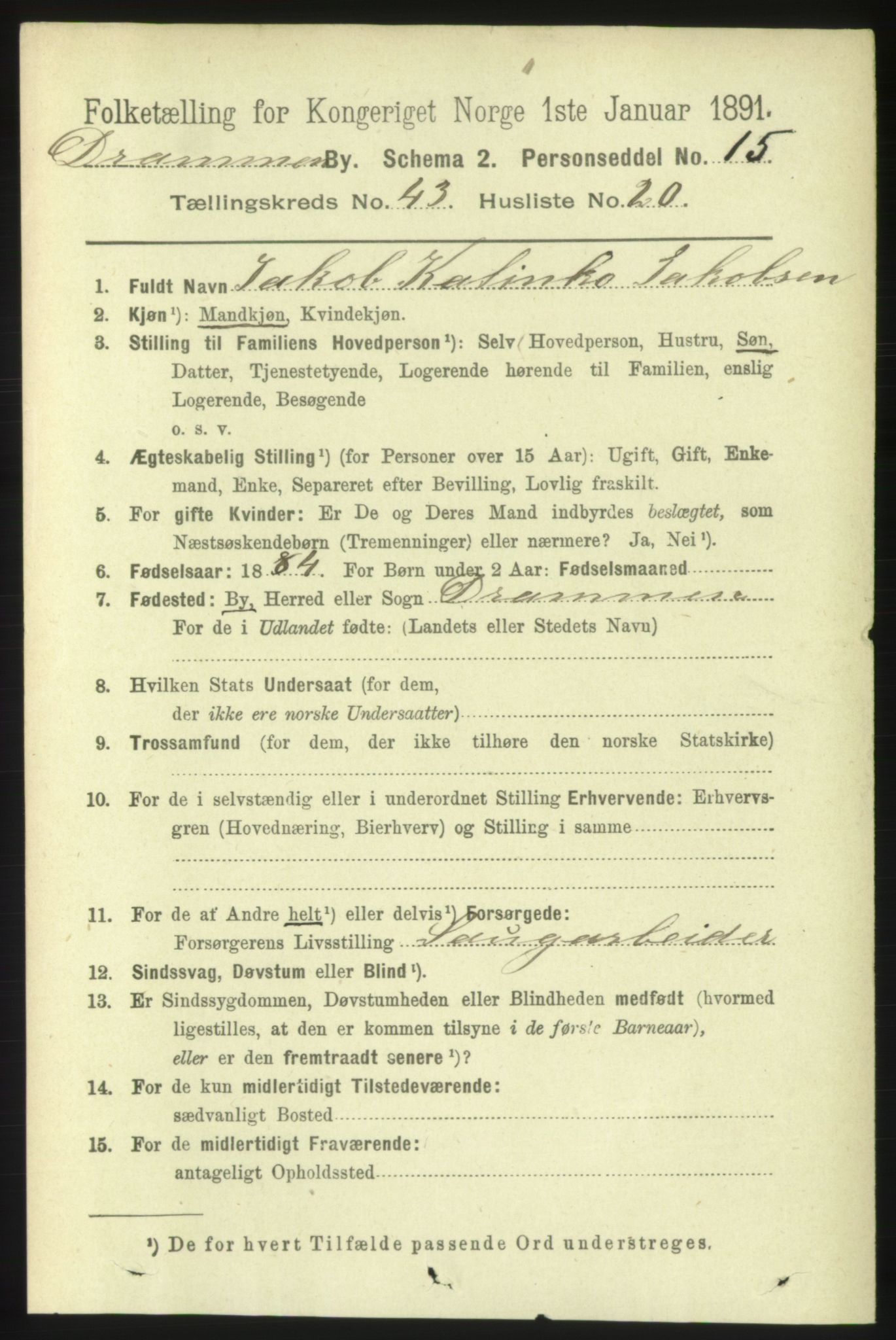 RA, 1891 census for 0602 Drammen, 1891, p. 25392