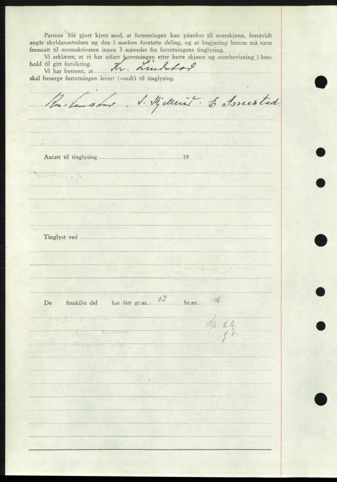 Sør-Gudbrandsdal tingrett, SAH/TING-004/H/Hb/Hbd/L0016: Mortgage book no. A16, 1946-1946, Diary no: : 1058/1946