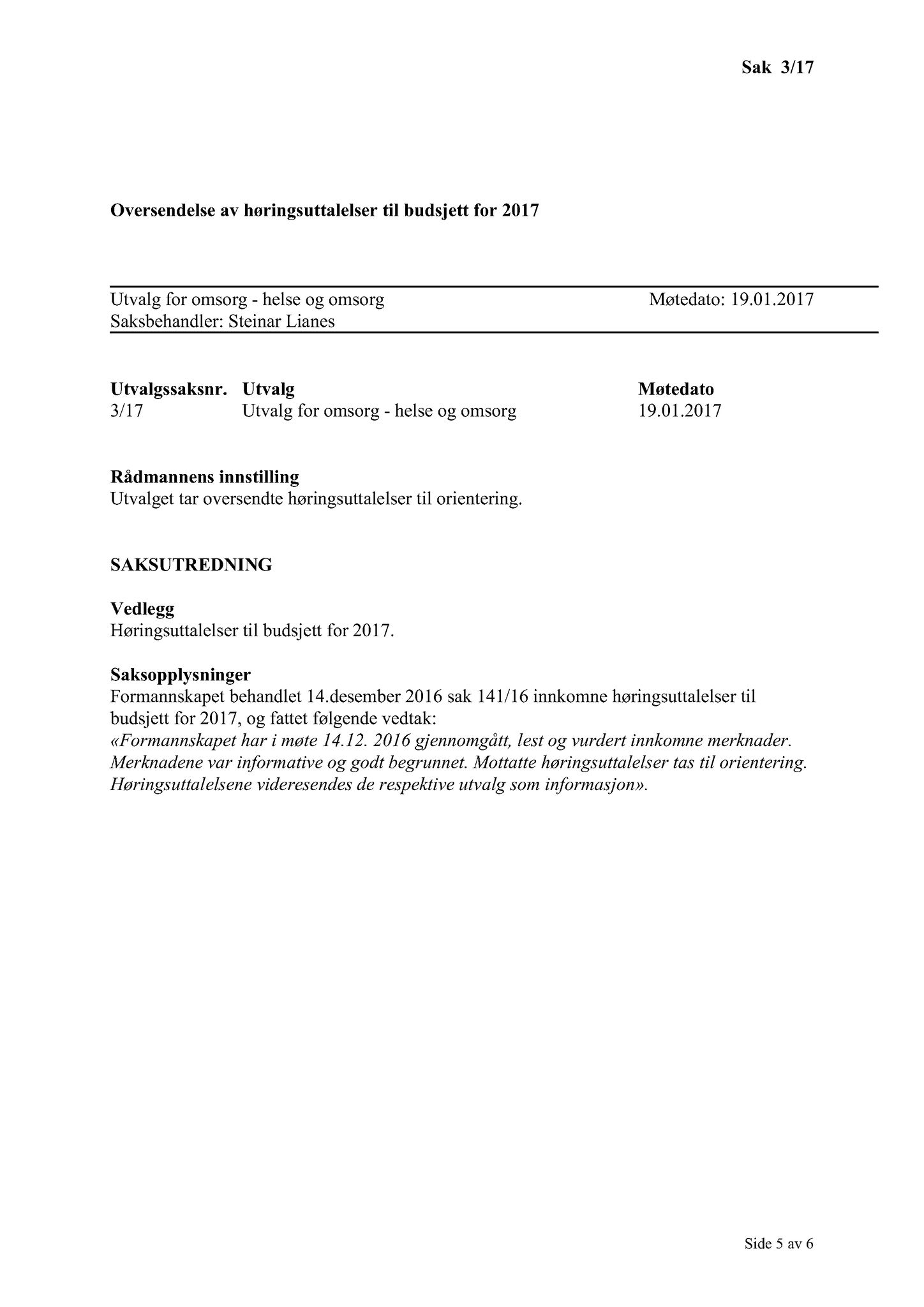 Klæbu Kommune, TRKO/KK/05-UOm/L008: Utvalg for omsorg - Møtedokumenter, 2017, p. 6