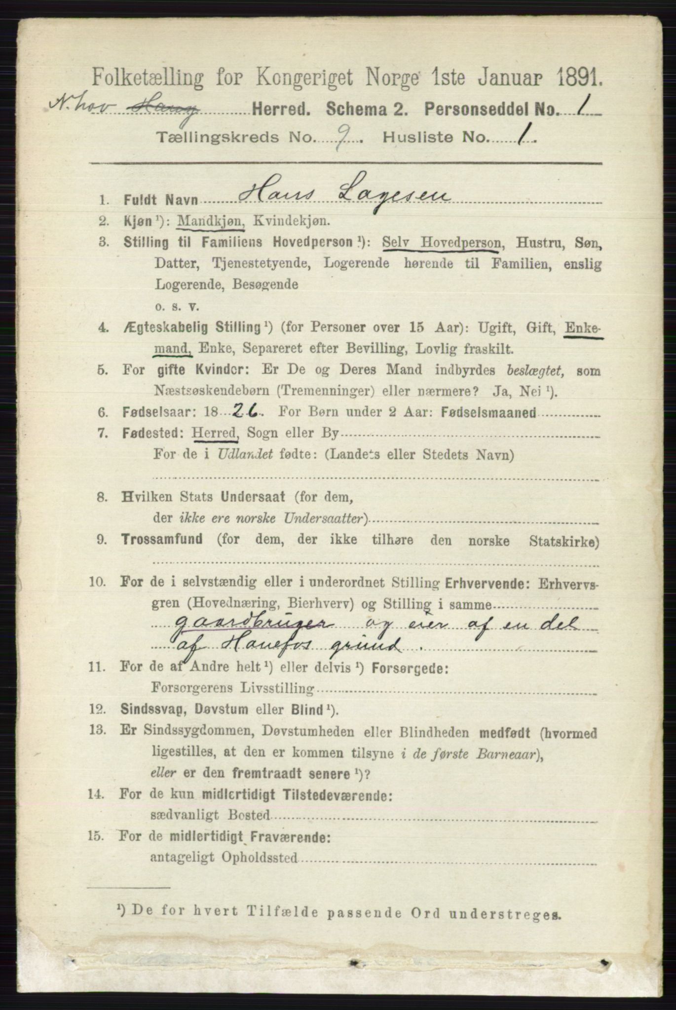 RA, 1891 census for 0613 Norderhov, 1891, p. 6598