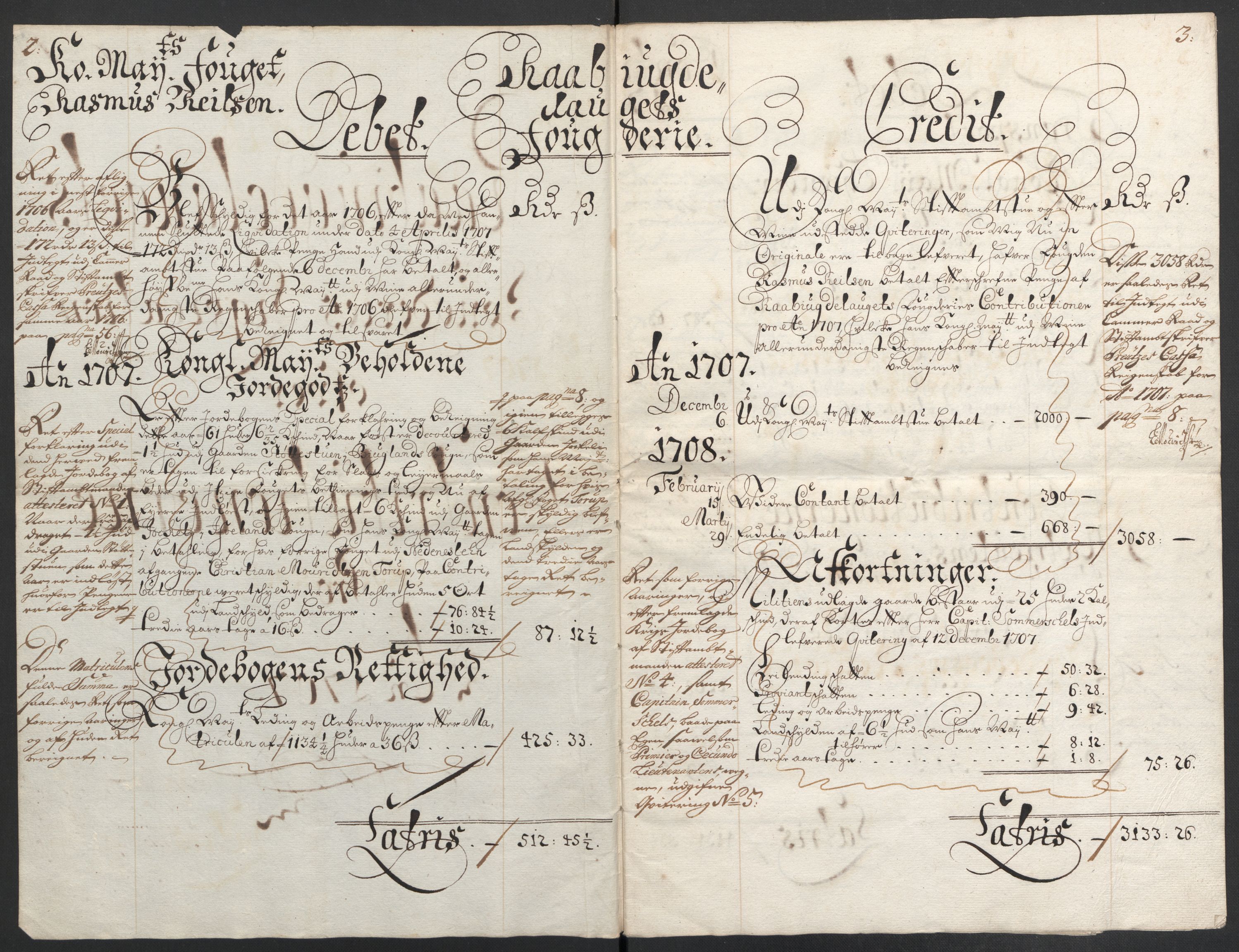 Rentekammeret inntil 1814, Reviderte regnskaper, Fogderegnskap, AV/RA-EA-4092/R40/L2448: Fogderegnskap Råbyggelag, 1706-1708, p. 173