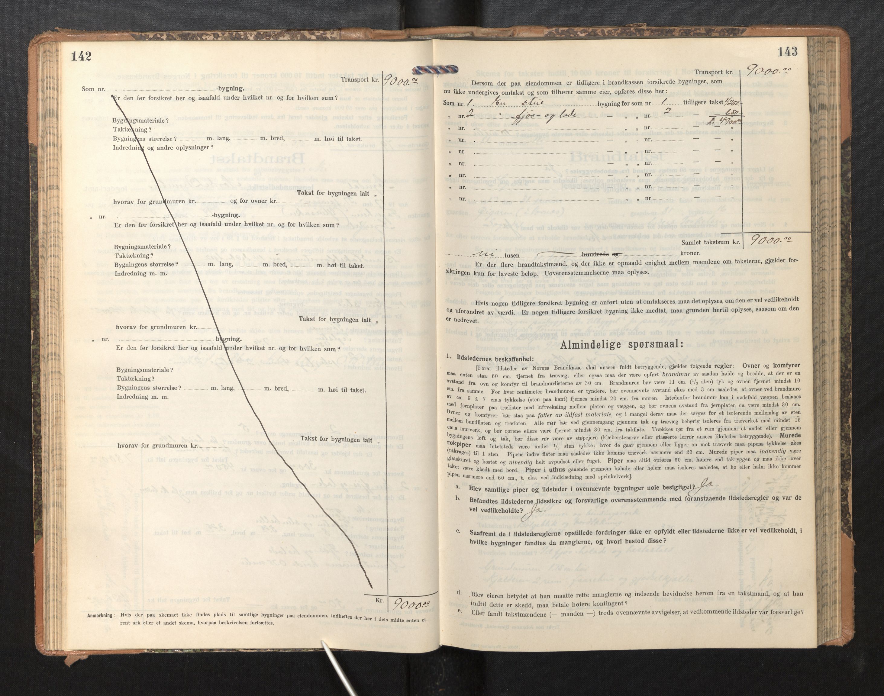 Lensmannen i Sogndal, AV/SAB-A-29901/0012/L0011: Branntakstprotokoll, skjematakst, 1914-1922, p. 142-143