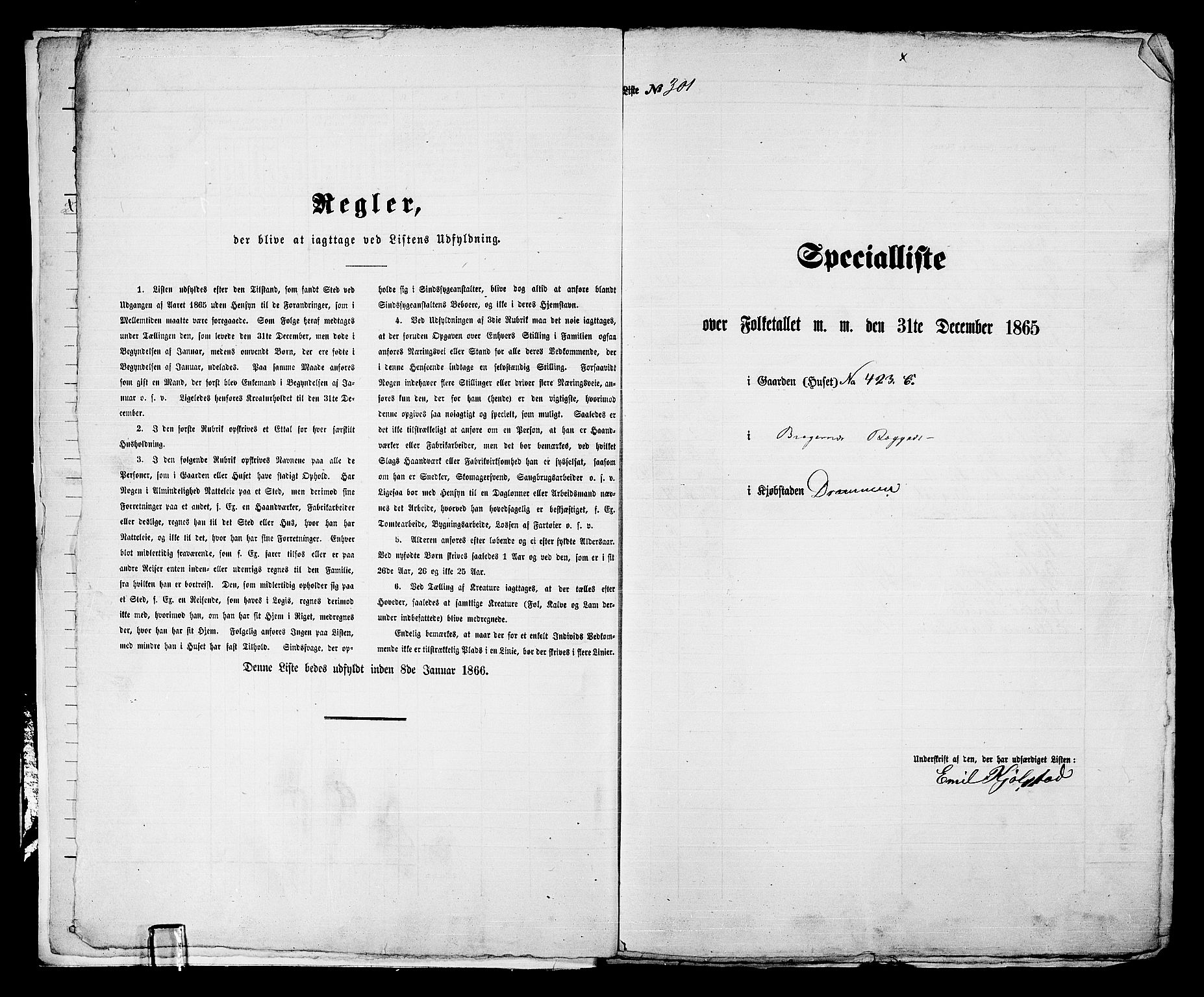 RA, 1865 census for Bragernes in Drammen, 1865, p. 635