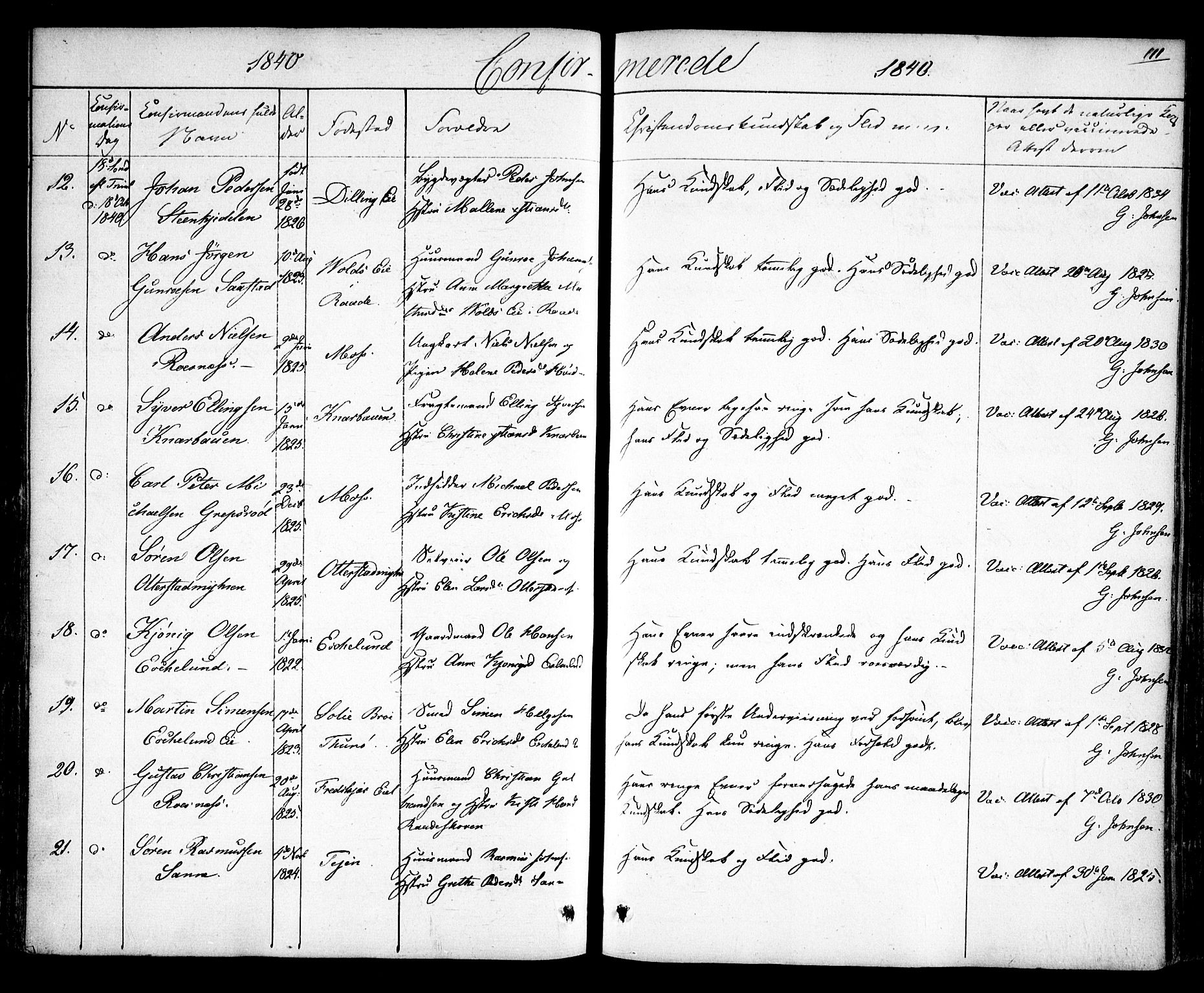 Rygge prestekontor Kirkebøker, AV/SAO-A-10084b/F/Fa/L0004: Parish register (official) no. 4, 1836-1851, p. 111