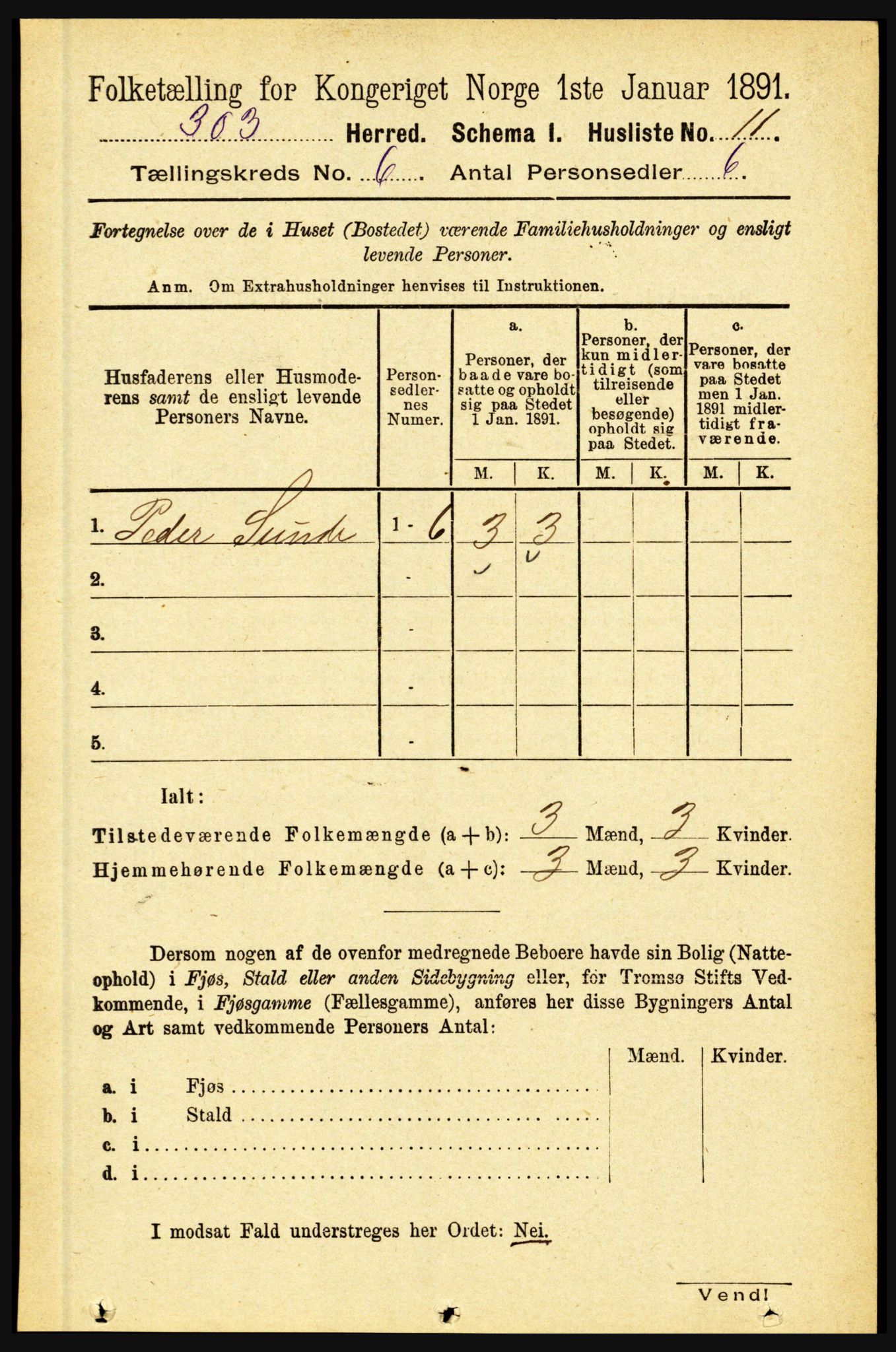 RA, 1891 census for 1437 Kinn, 1891, p. 2223
