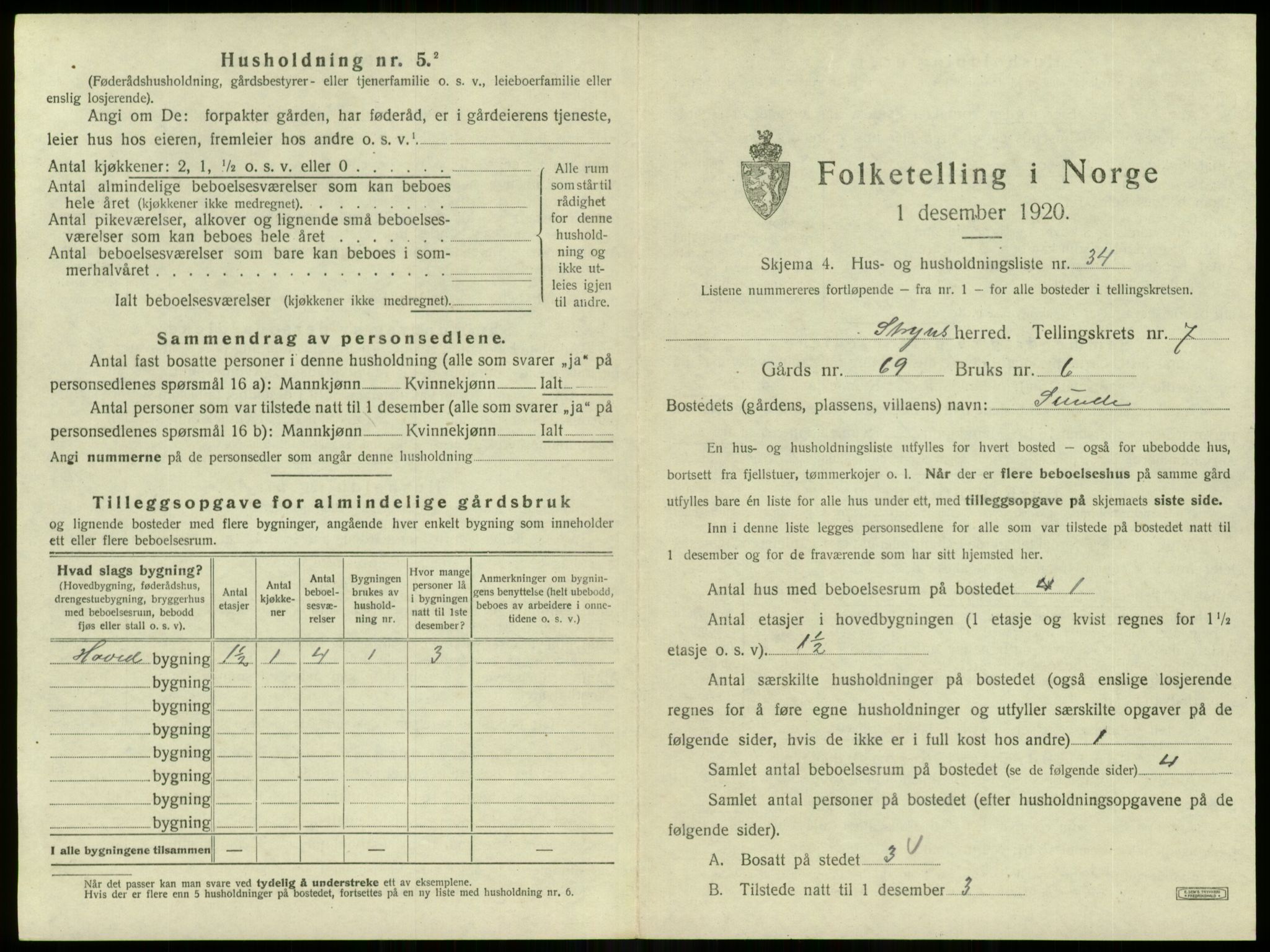 SAB, 1920 census for Stryn, 1920, p. 463