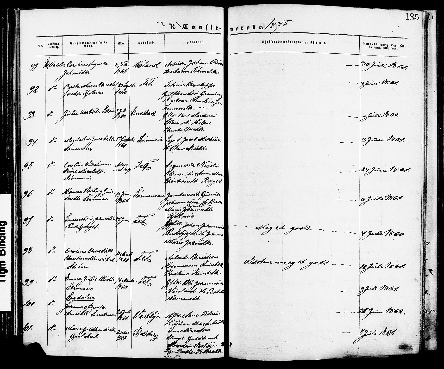 Skedsmo prestekontor Kirkebøker, AV/SAO-A-10033a/F/Fa/L0012: Parish register (official) no. I 12, 1876-1883, p. 185