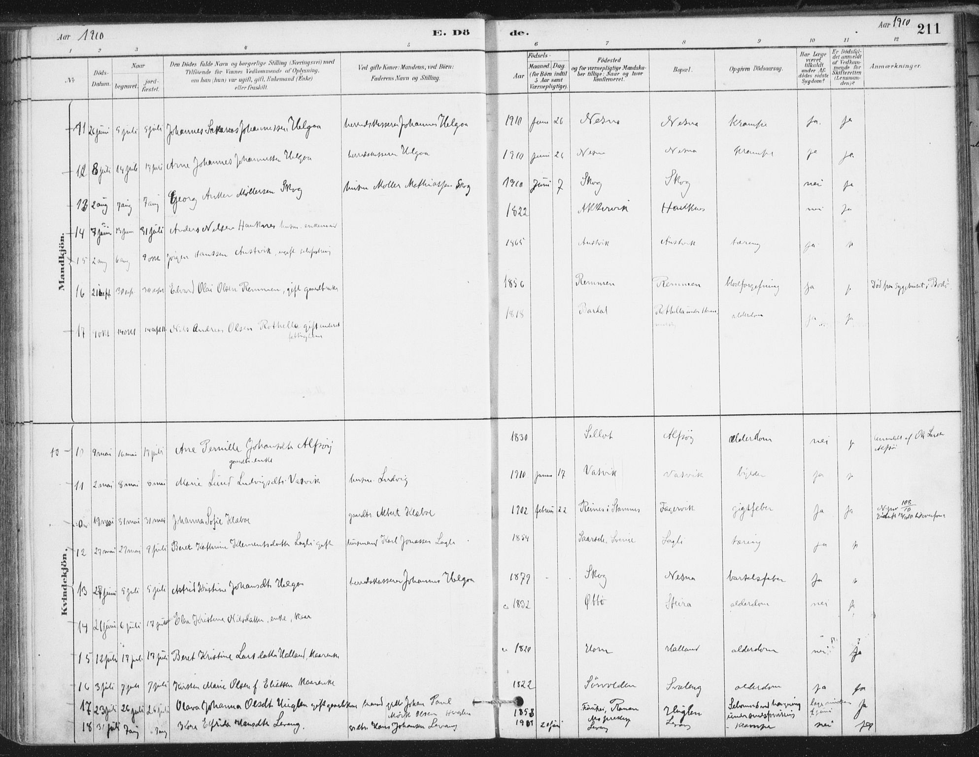 Ministerialprotokoller, klokkerbøker og fødselsregistre - Nordland, AV/SAT-A-1459/838/L0553: Parish register (official) no. 838A11, 1880-1910, p. 211