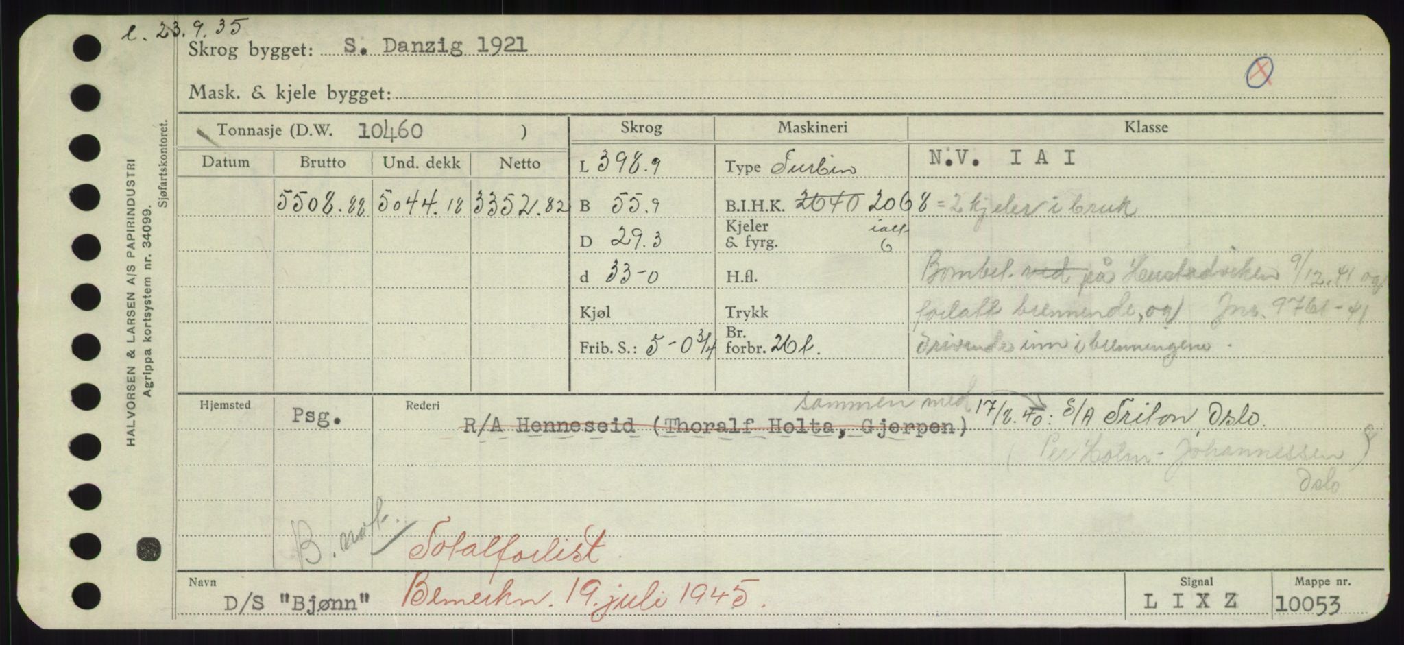 Sjøfartsdirektoratet med forløpere, Skipsmålingen, RA/S-1627/H/Hd/L0004: Fartøy, Bia-Boy, p. 151