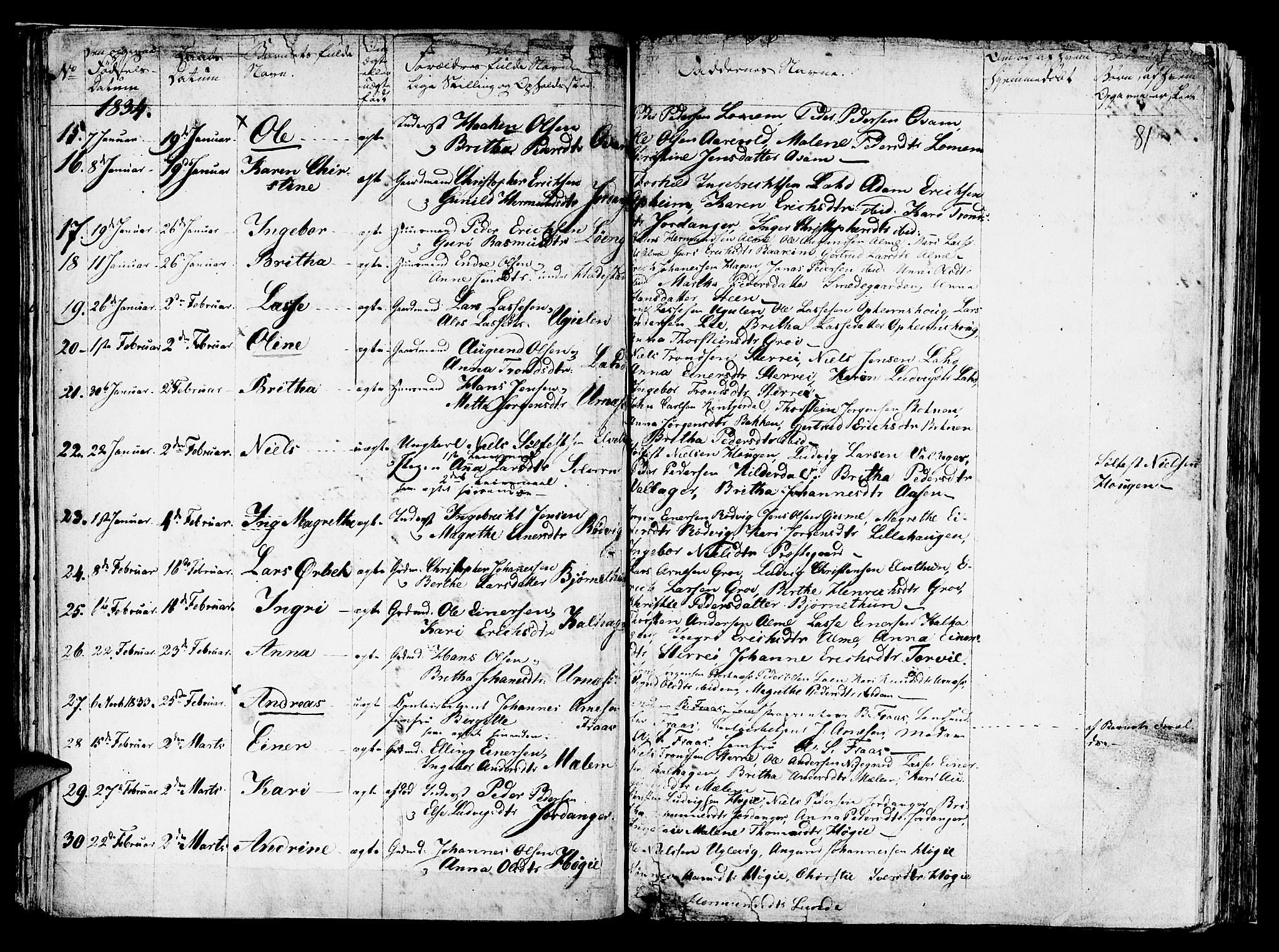 Hafslo sokneprestembete, AV/SAB-A-80301/H/Haa/Haaa/L0004: Parish register (official) no. A 4, 1821-1834, p. 81