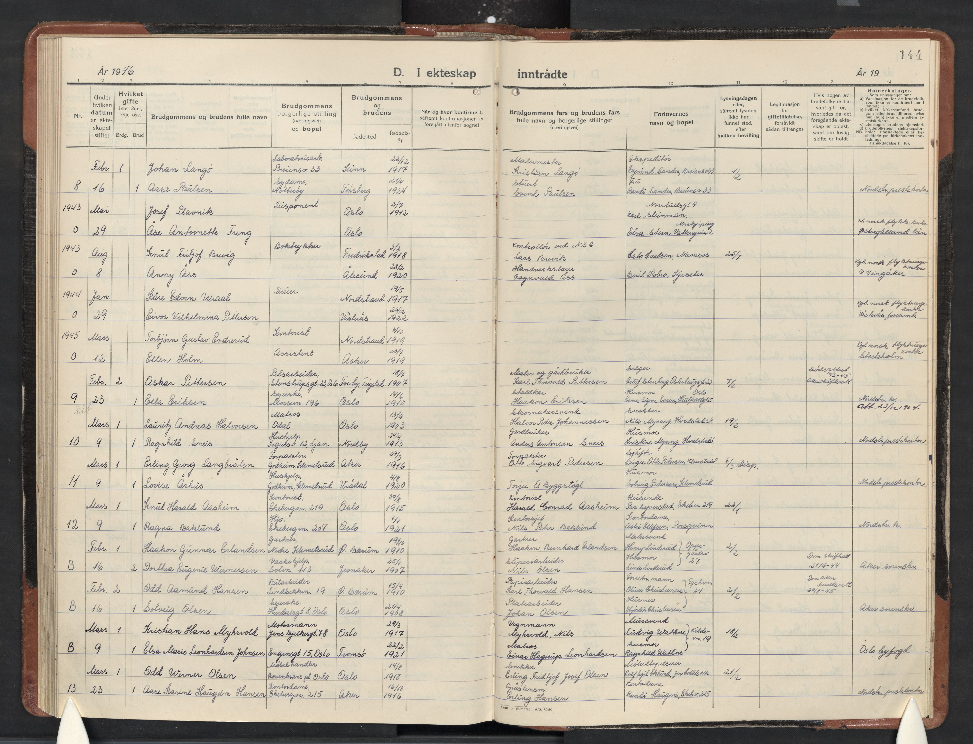 Nordstrand prestekontor Kirkebøker, AV/SAO-A-10362a/F/Fa/L0007: Parish register (official) no. 7, 1930-1947, p. 144