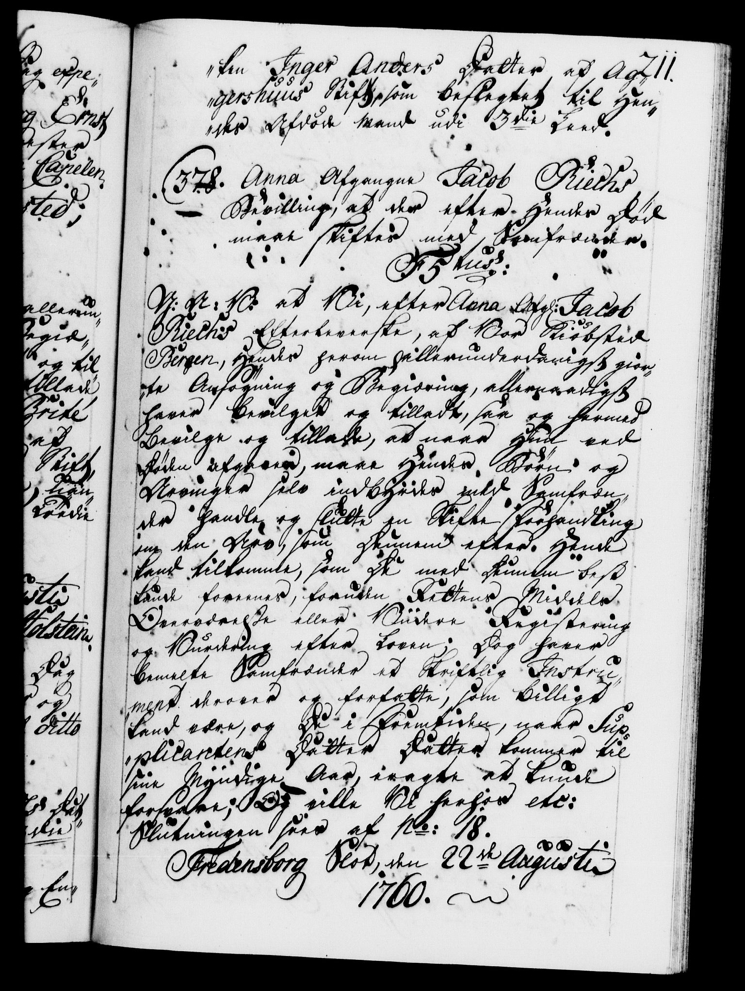 Danske Kanselli 1572-1799, AV/RA-EA-3023/F/Fc/Fca/Fcaa/L0041: Norske registre, 1760-1762, p. 211a