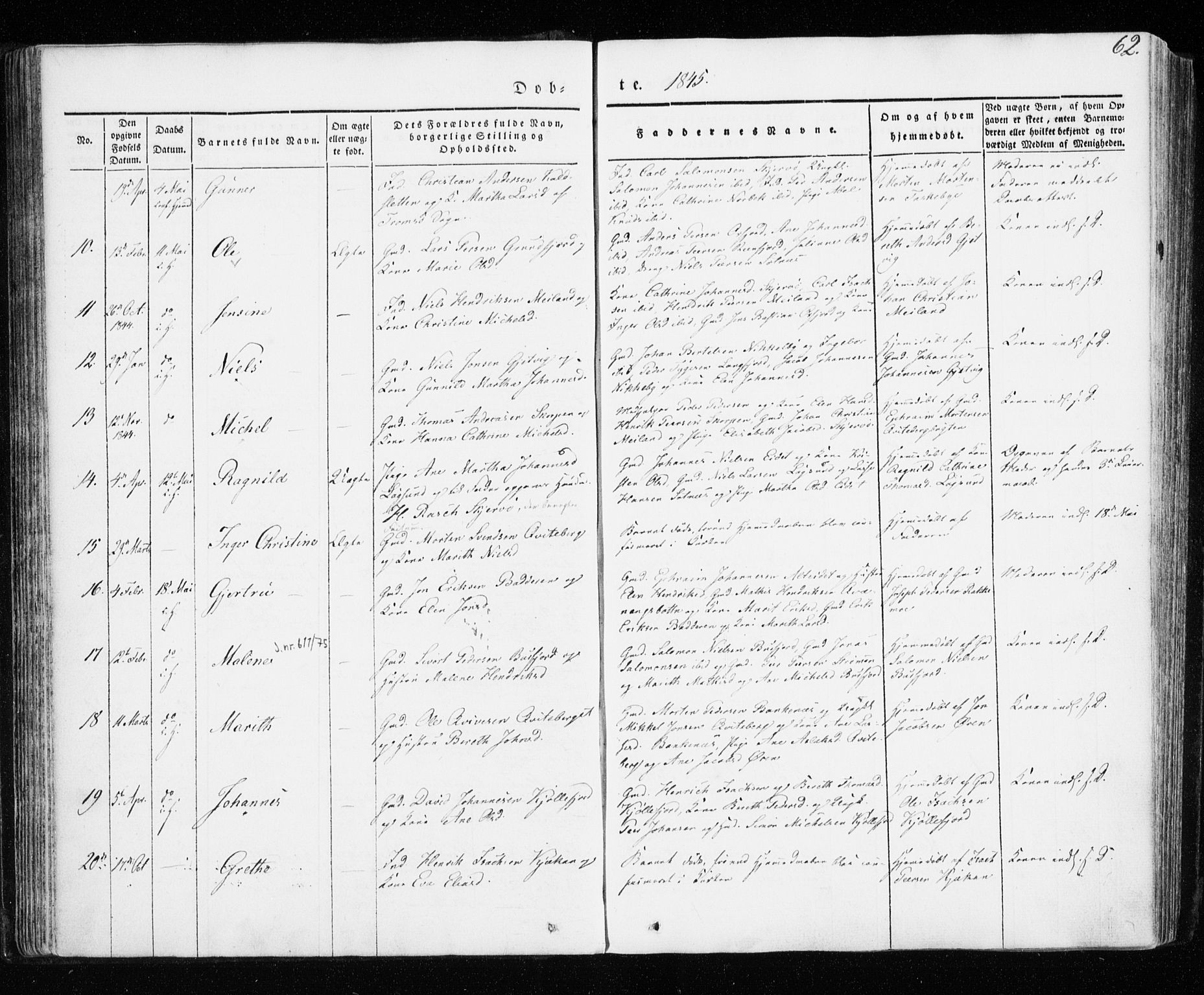 Skjervøy sokneprestkontor, SATØ/S-1300/H/Ha/Haa/L0005kirke: Parish register (official) no. 5, 1838-1847, p. 62