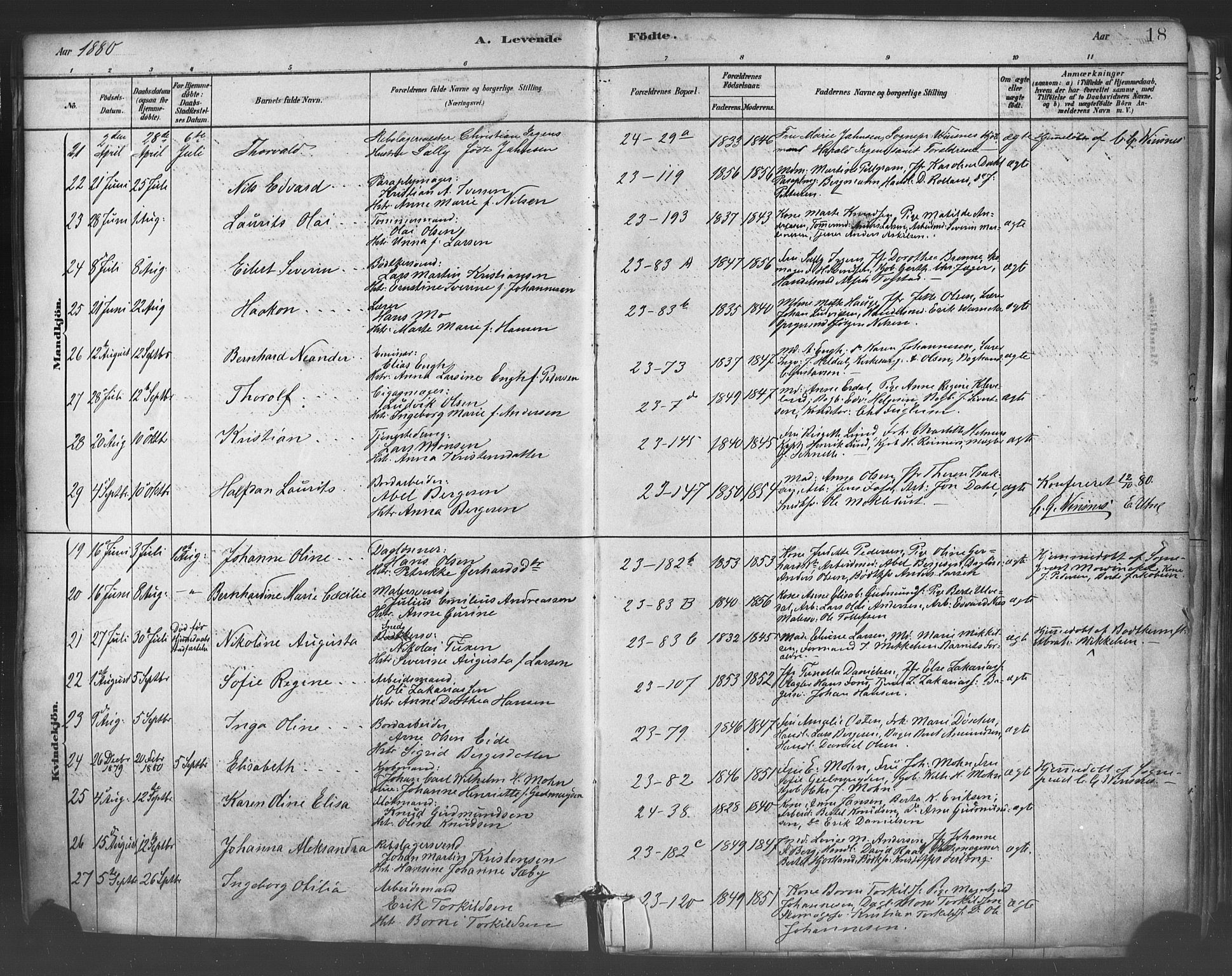 Mariakirken Sokneprestembete, AV/SAB-A-76901/H/Haa/L0007: Parish register (official) no. A 7, 1878-1893, p. 18