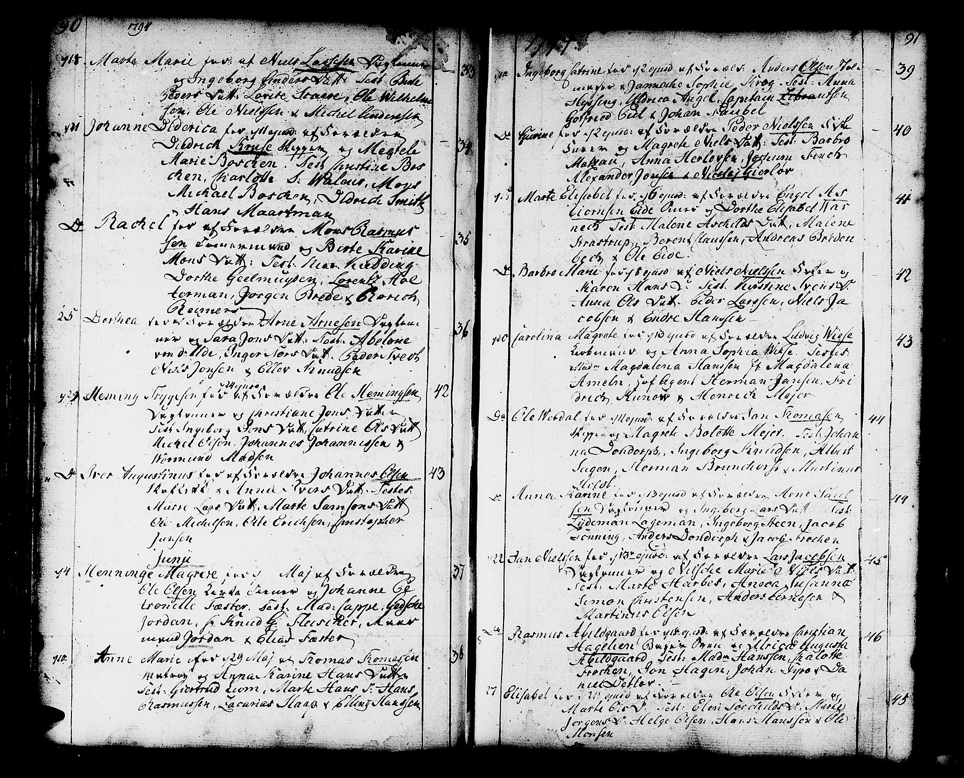 Domkirken sokneprestembete, AV/SAB-A-74801/H/Haa/L0004: Parish register (official) no. A 4, 1763-1820, p. 90-91