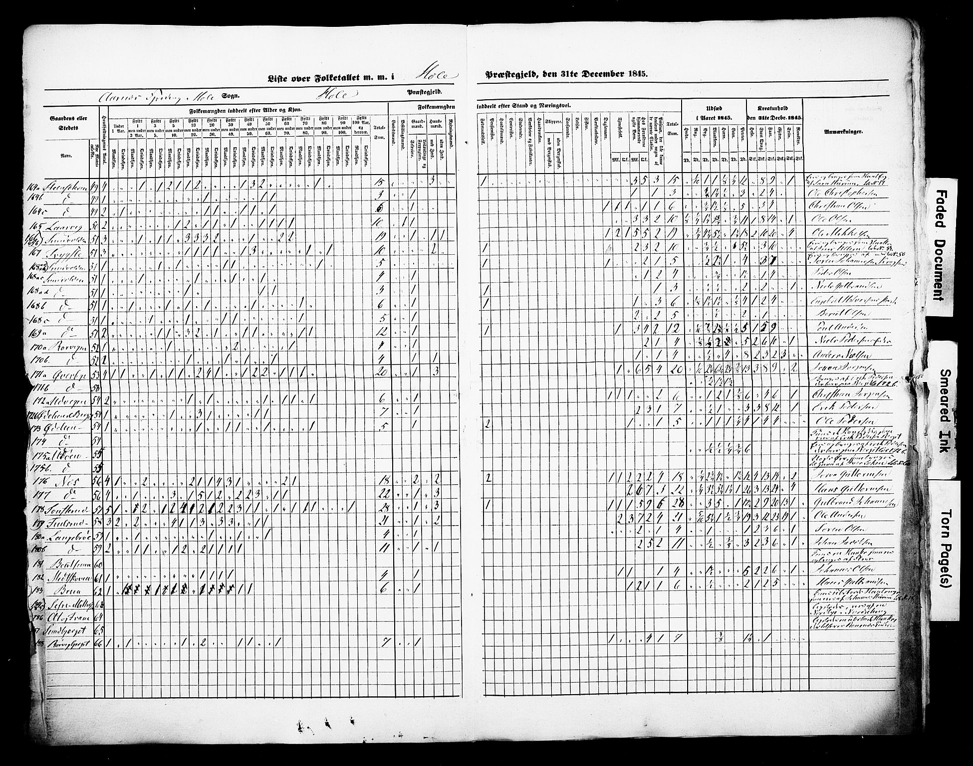 , Census 1845 for Hole, 1845, p. 9