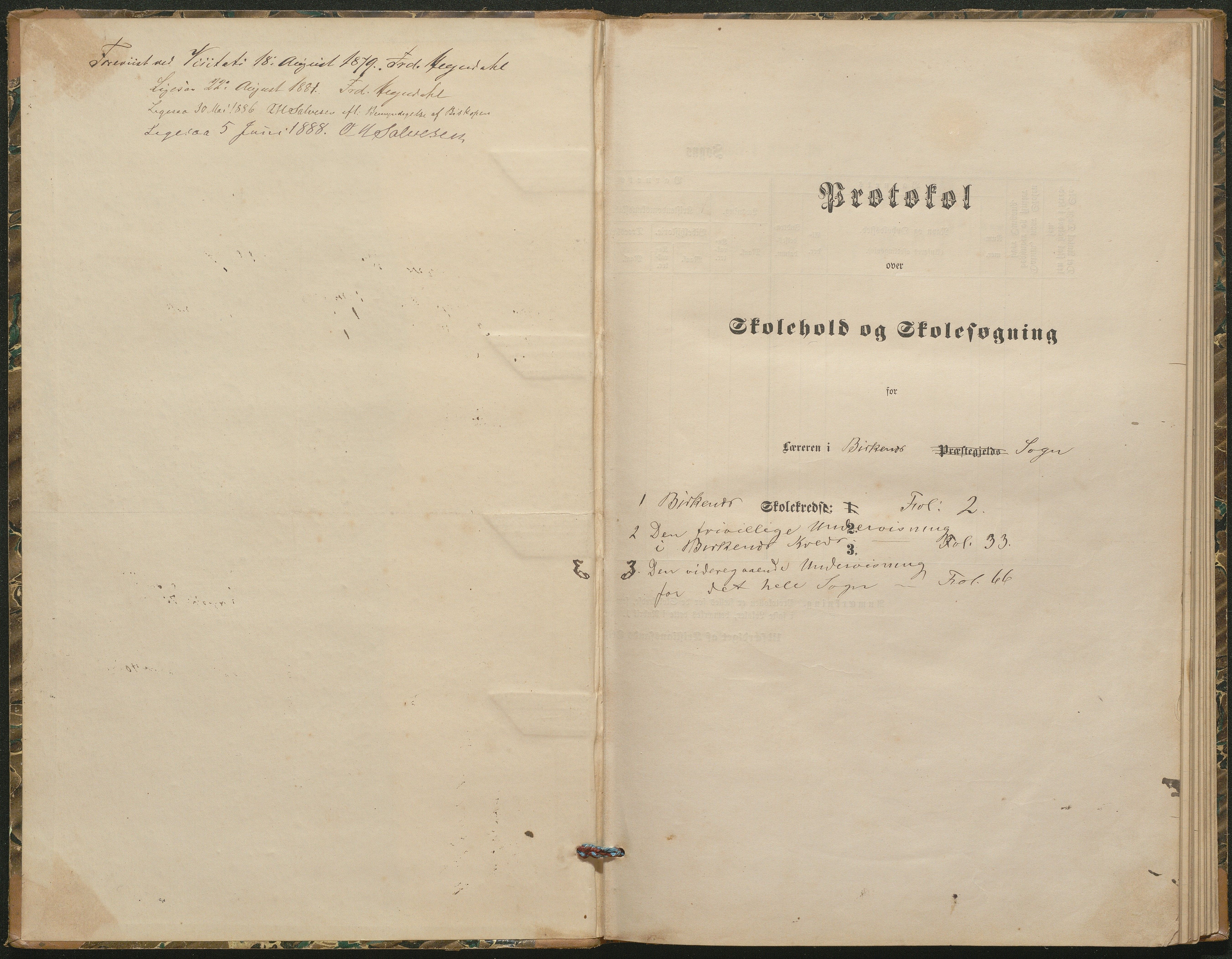 Birkenes kommune, Birkenes krets/Birkeland folkeskole frem til 1991, AAKS/KA0928-550a_91/F02/L0003: Skoleprotokoll, 1879-1891