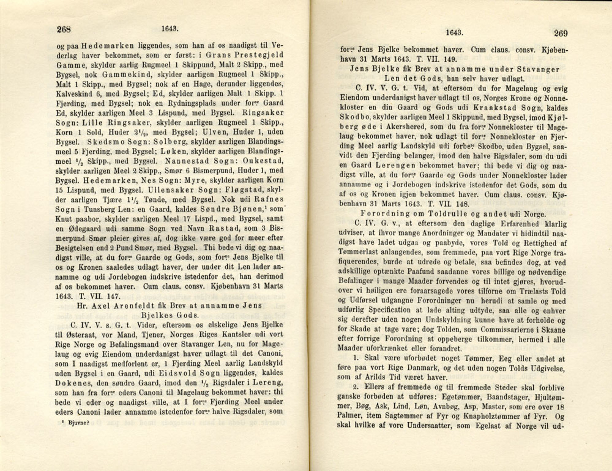 Publikasjoner utgitt av Det Norske Historiske Kildeskriftfond, PUBL/-/-/-: Norske Rigs-Registranter, bind 8, 1641-1648, p. 268-269