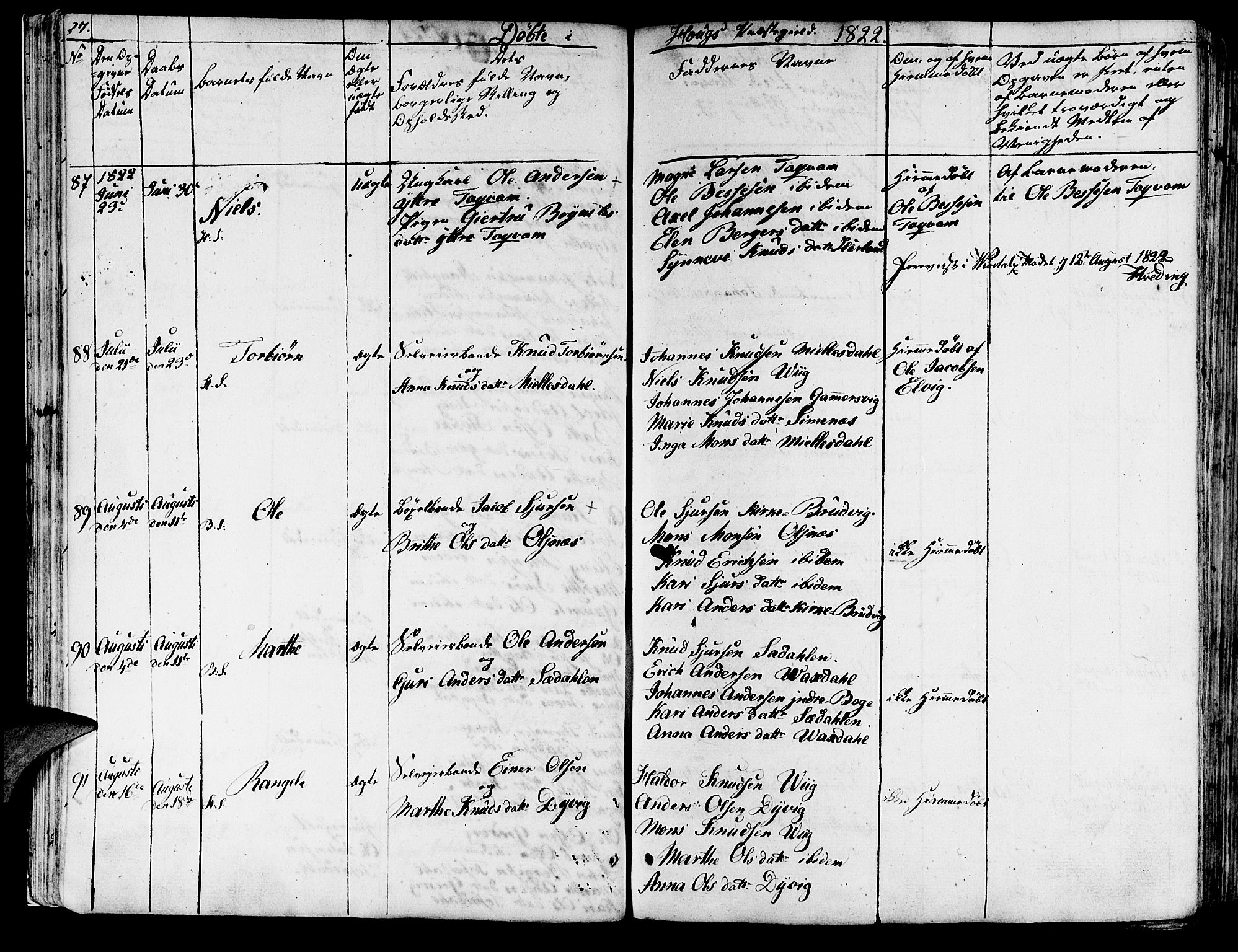 Haus sokneprestembete, SAB/A-75601/H/Haa: Parish register (official) no. A 13, 1821-1827, p. 27