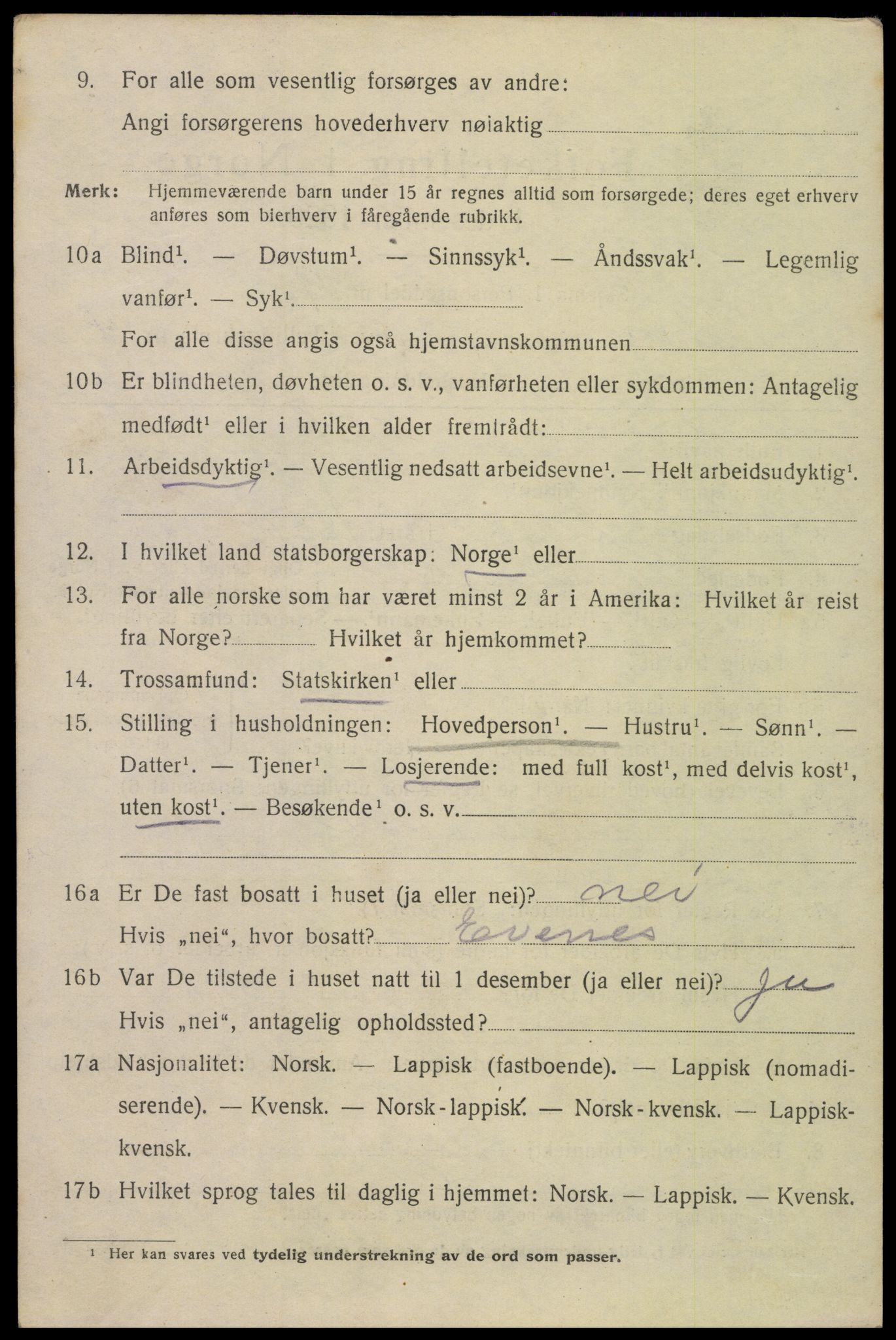 SAT, 1920 census for Narvik, 1920, p. 16451