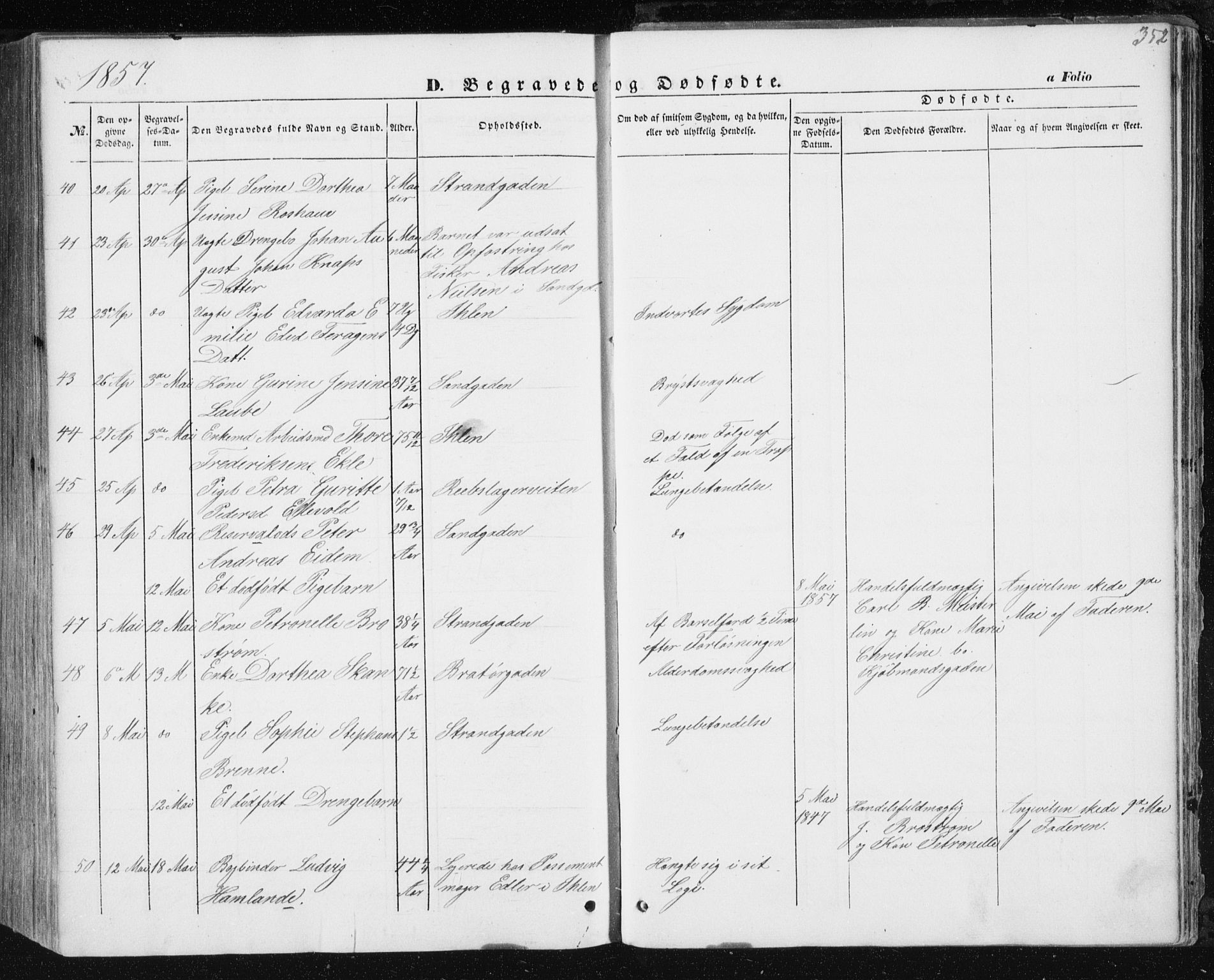 Ministerialprotokoller, klokkerbøker og fødselsregistre - Sør-Trøndelag, AV/SAT-A-1456/602/L0112: Parish register (official) no. 602A10, 1848-1859, p. 352