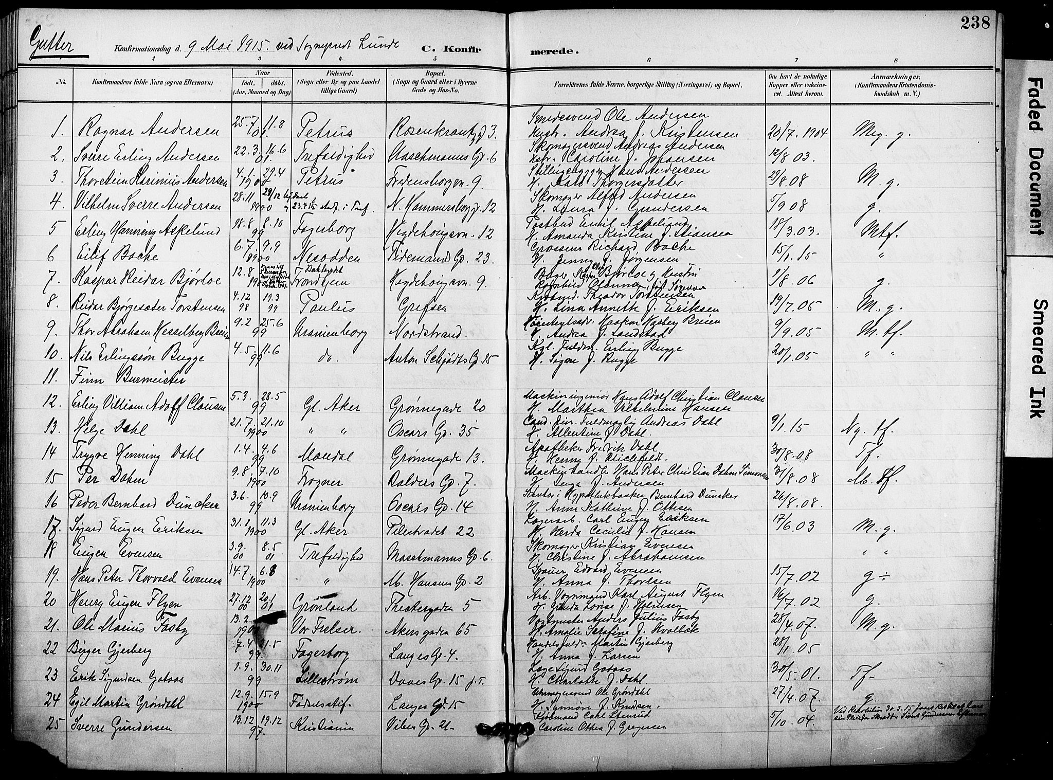 Trefoldighet prestekontor Kirkebøker, AV/SAO-A-10882/F/Fb/L0004: Parish register (official) no. II 4, 1896-1915, p. 238