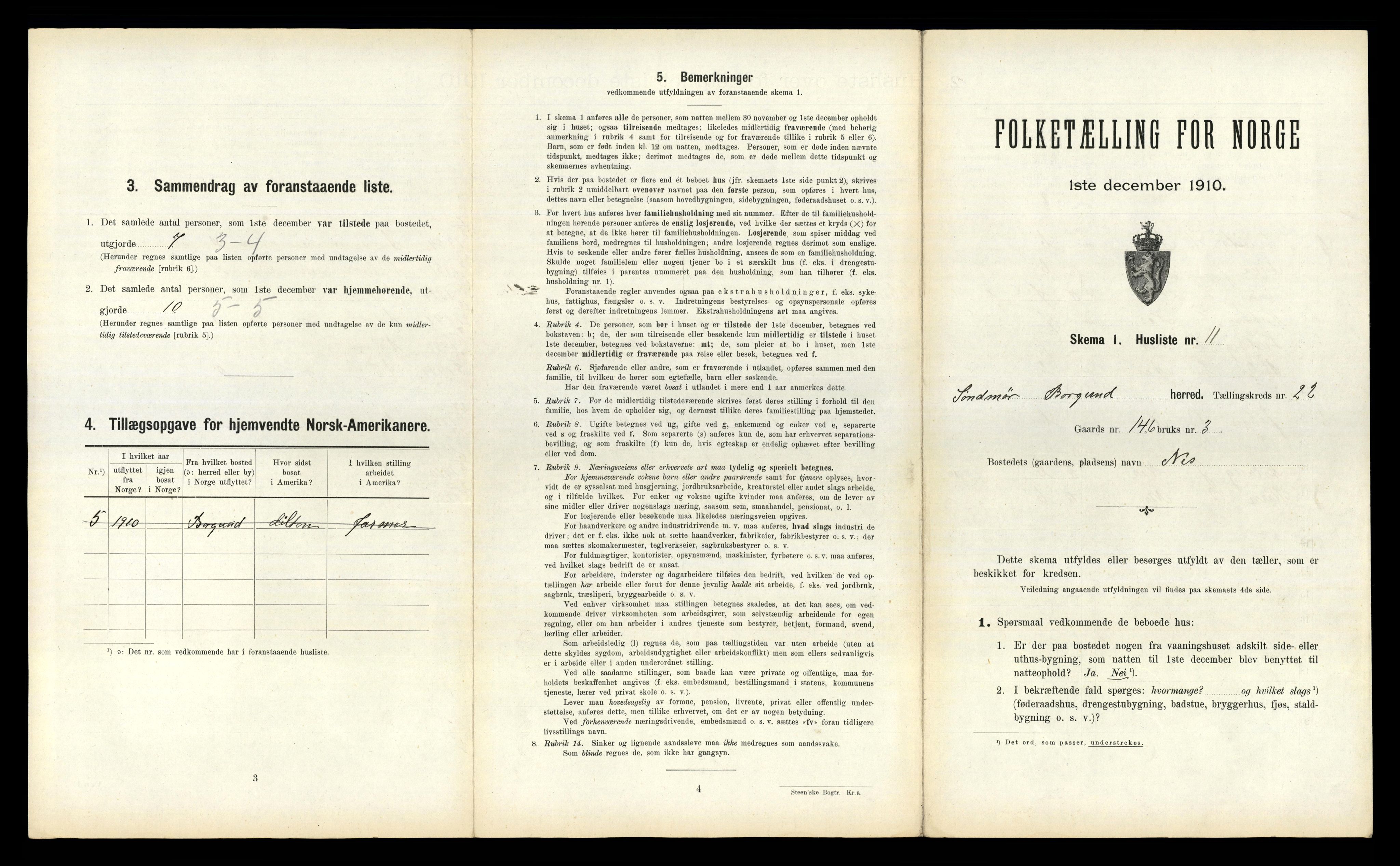 RA, 1910 census for Borgund, 1910, p. 1747
