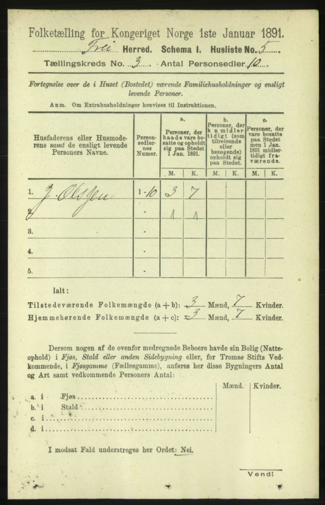 RA, 1891 census for 1556 Frei, 1891, p. 1099