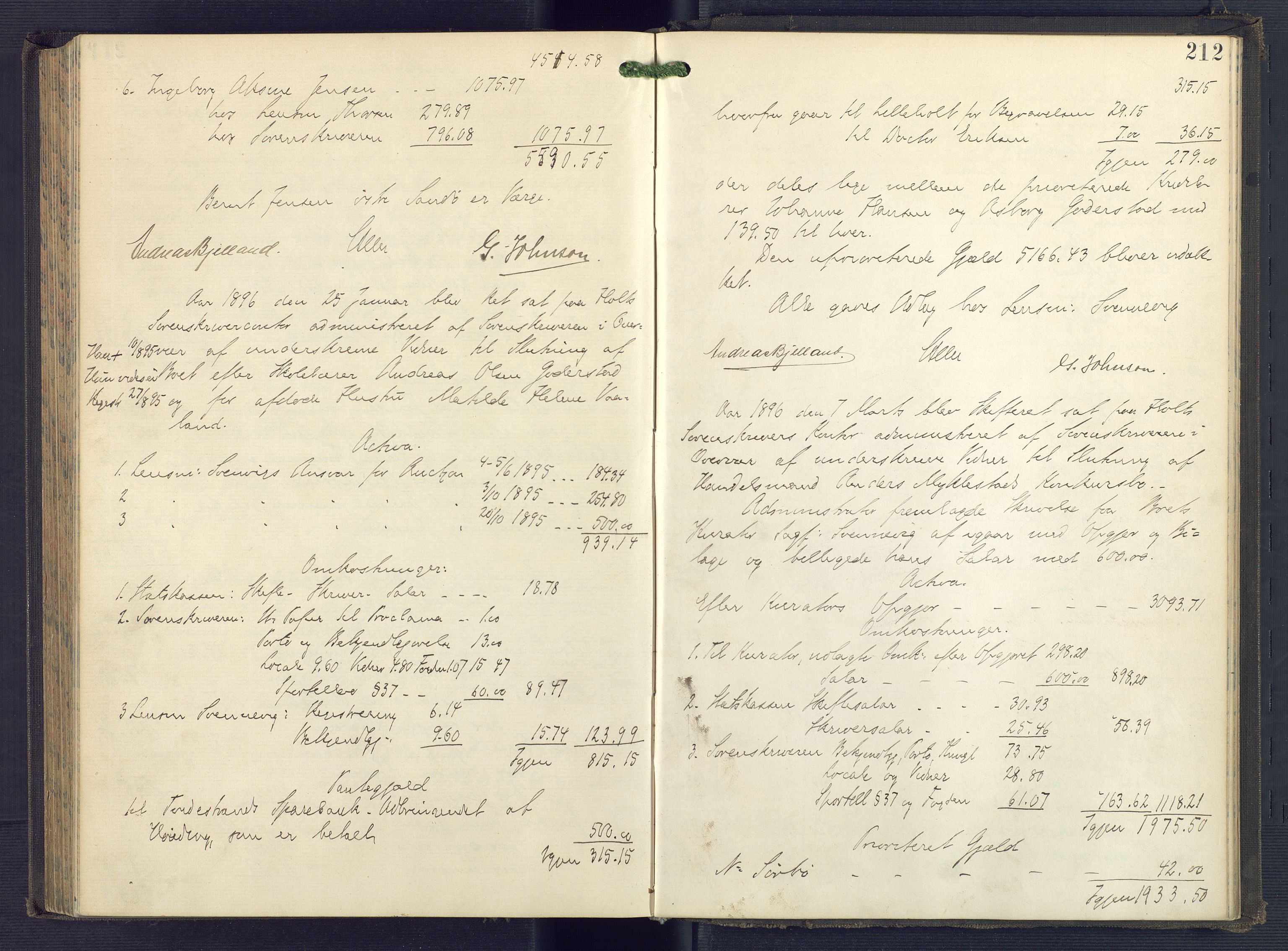 Holt sorenskriveri, SAK/1221-0002/H/Hc/L0035: Skifteutlodningsprotokoll nr. 10, 1890-1896, p. 211b-212a