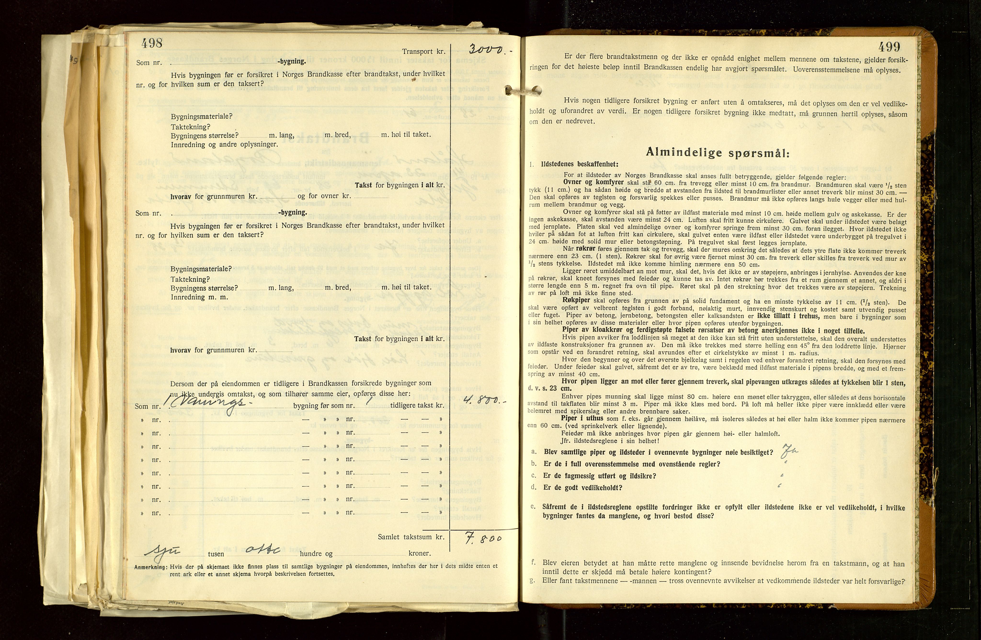 Håland lensmannskontor, AV/SAST-A-100100/Gob/L0012: "Brandtakstprotokoll" - skjematakst. Register i boken., 1938-1941, p. 498-499