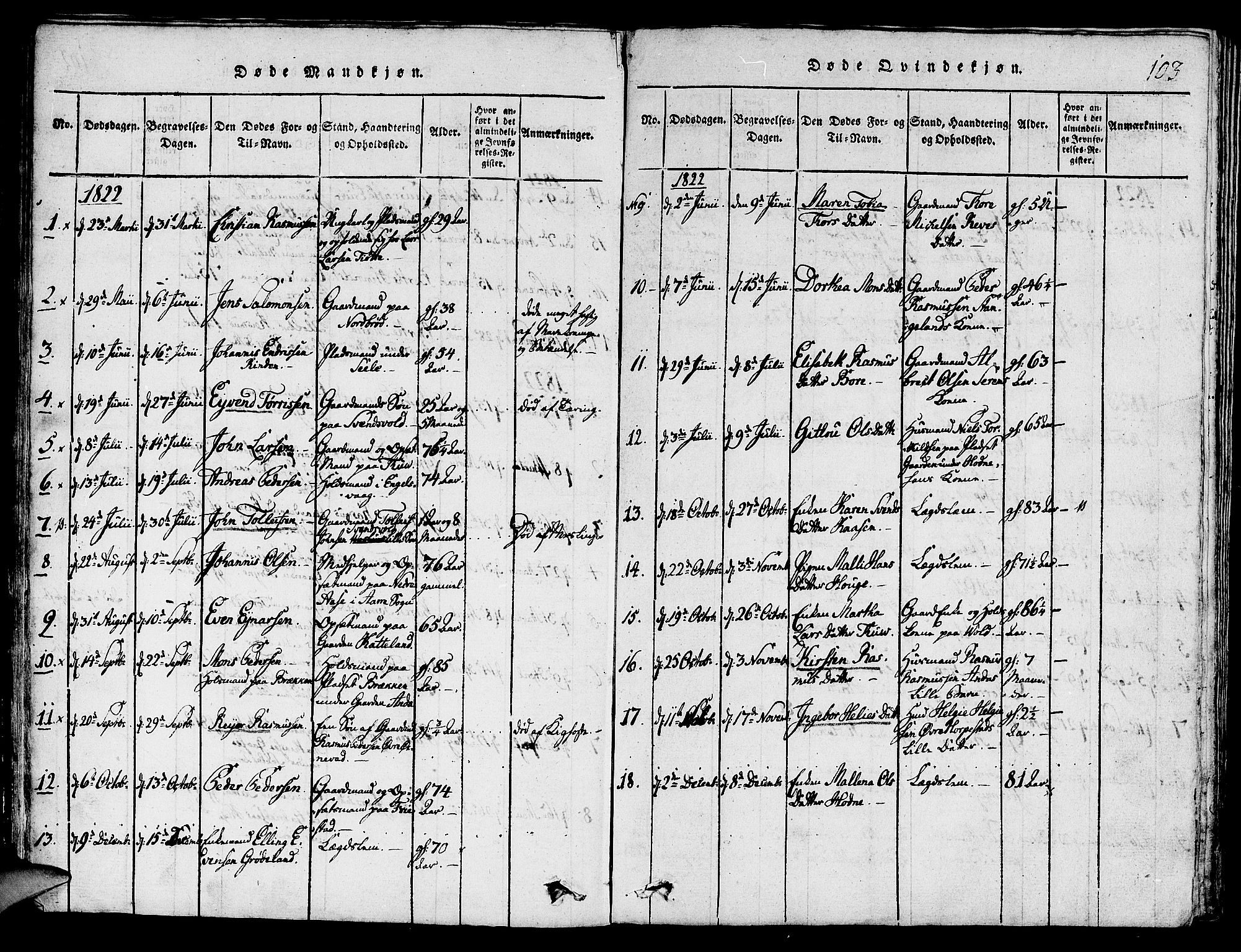 Klepp sokneprestkontor, AV/SAST-A-101803/001/3/30BA/L0002: Parish register (official) no. A 2, 1816-1833, p. 103