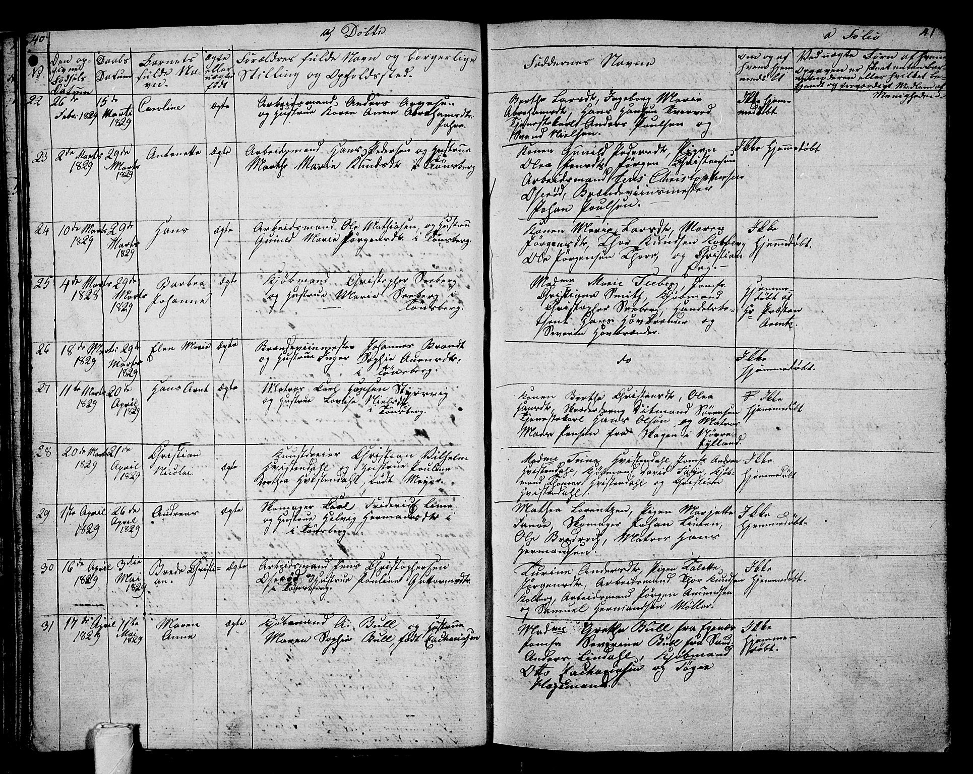 Tønsberg kirkebøker, AV/SAKO-A-330/G/Ga/L0002: Parish register (copy) no. 2, 1827-1854, p. 40-41