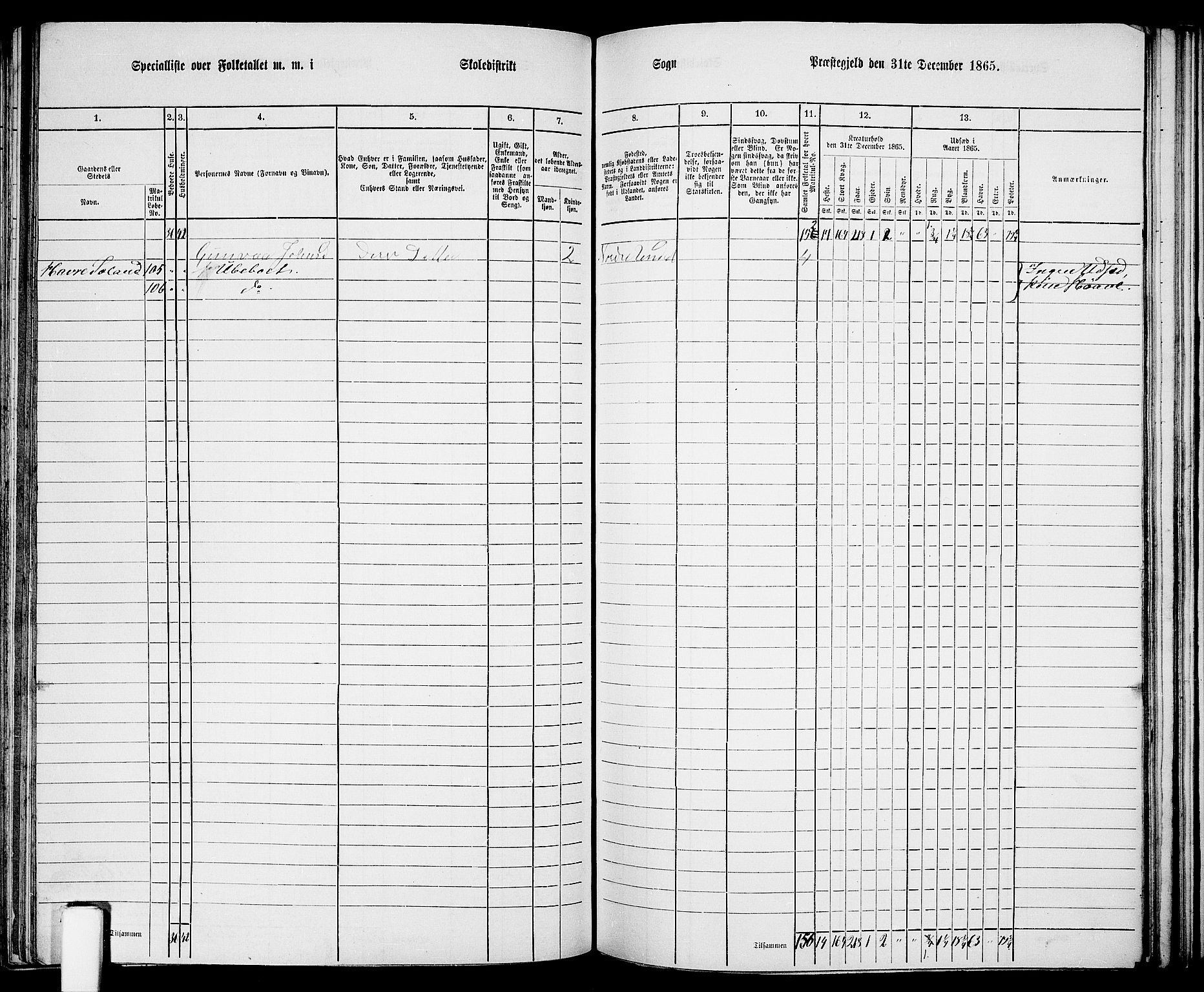 RA, 1865 census for Nord-Audnedal, 1865, p. 67