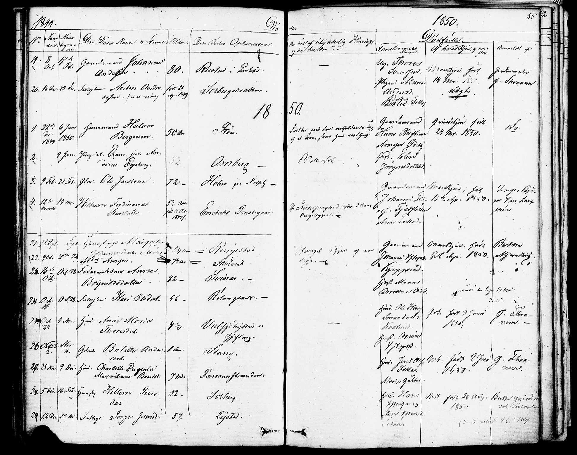 Enebakk prestekontor Kirkebøker, SAO/A-10171c/F/Fa/L0013: Parish register (official) no. I 13, 1832-1882, p. 55