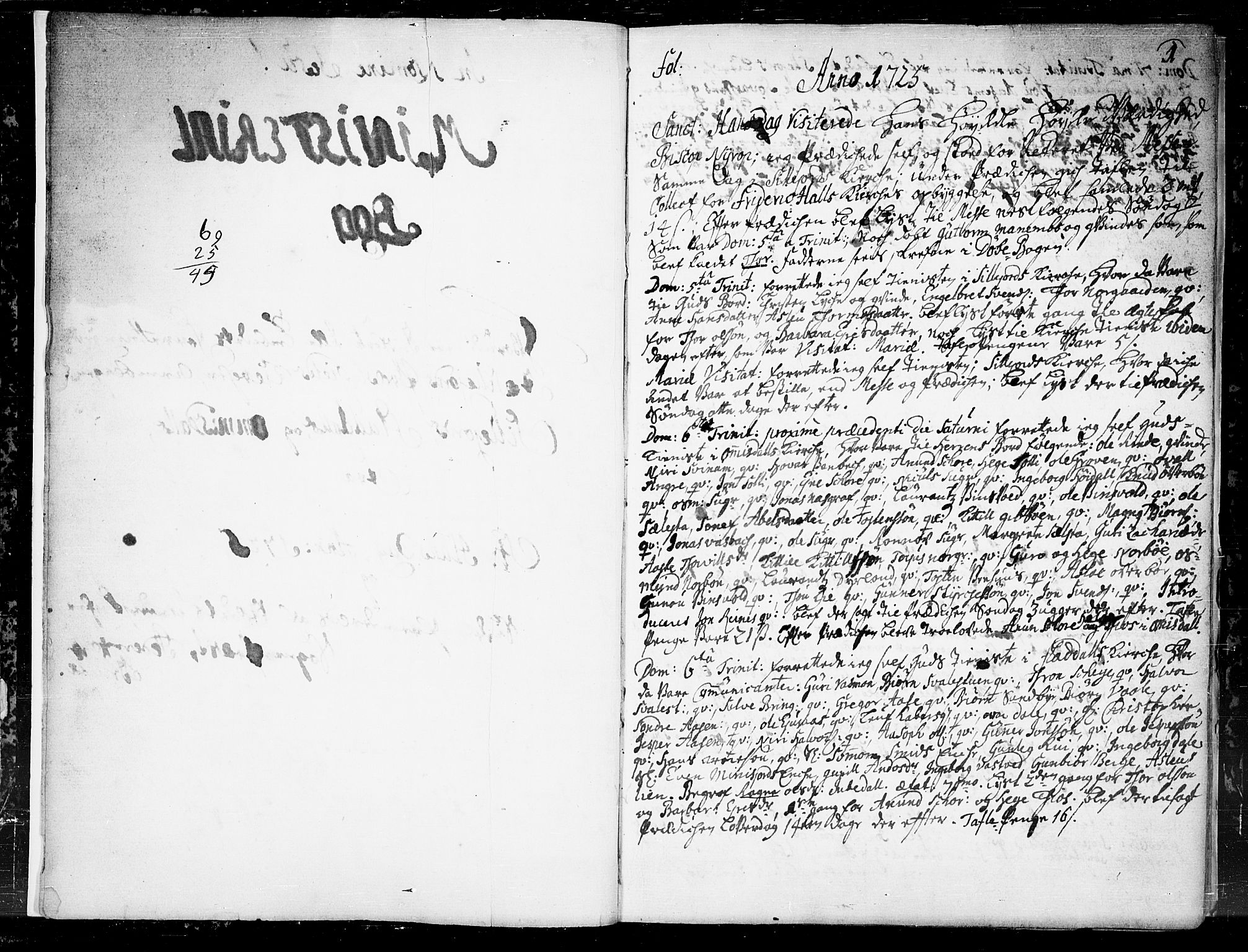 Seljord kirkebøker, SAKO/A-20/F/Fa/L0004: Parish register (official) no. I 4, 1725-1736, p. 1