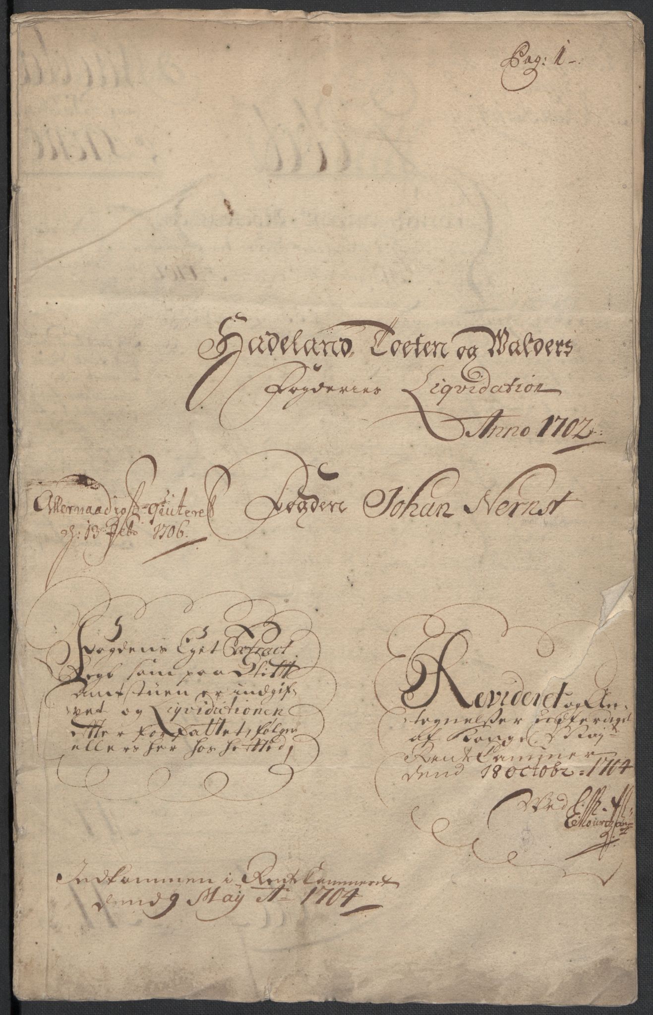 Rentekammeret inntil 1814, Reviderte regnskaper, Fogderegnskap, AV/RA-EA-4092/R18/L1300: Fogderegnskap Hadeland, Toten og Valdres, 1702, p. 3