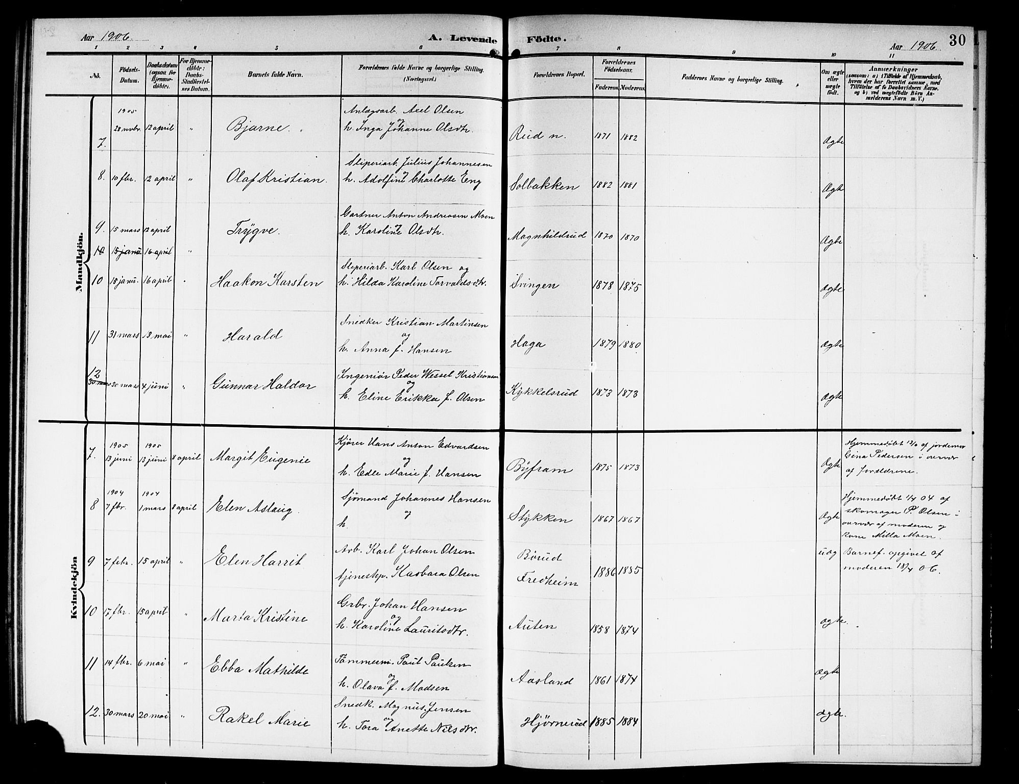 Askim prestekontor Kirkebøker, AV/SAO-A-10900/G/Ga/L0002: Parish register (copy) no. 2, 1903-1921, p. 30