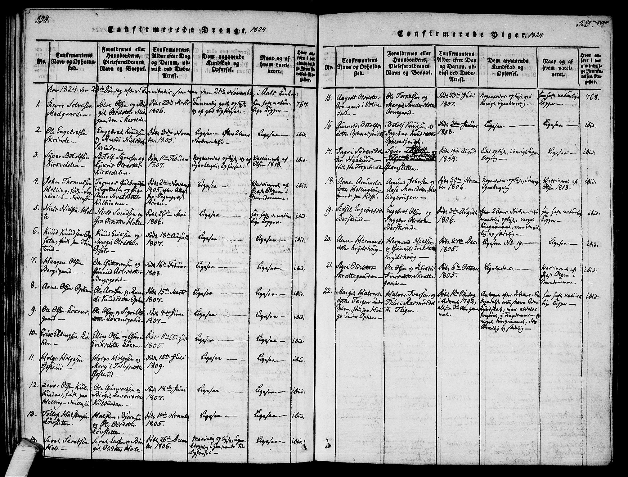 Ål kirkebøker, AV/SAKO-A-249/F/Fa/L0004: Parish register (official) no. I 4, 1815-1825, p. 554-555