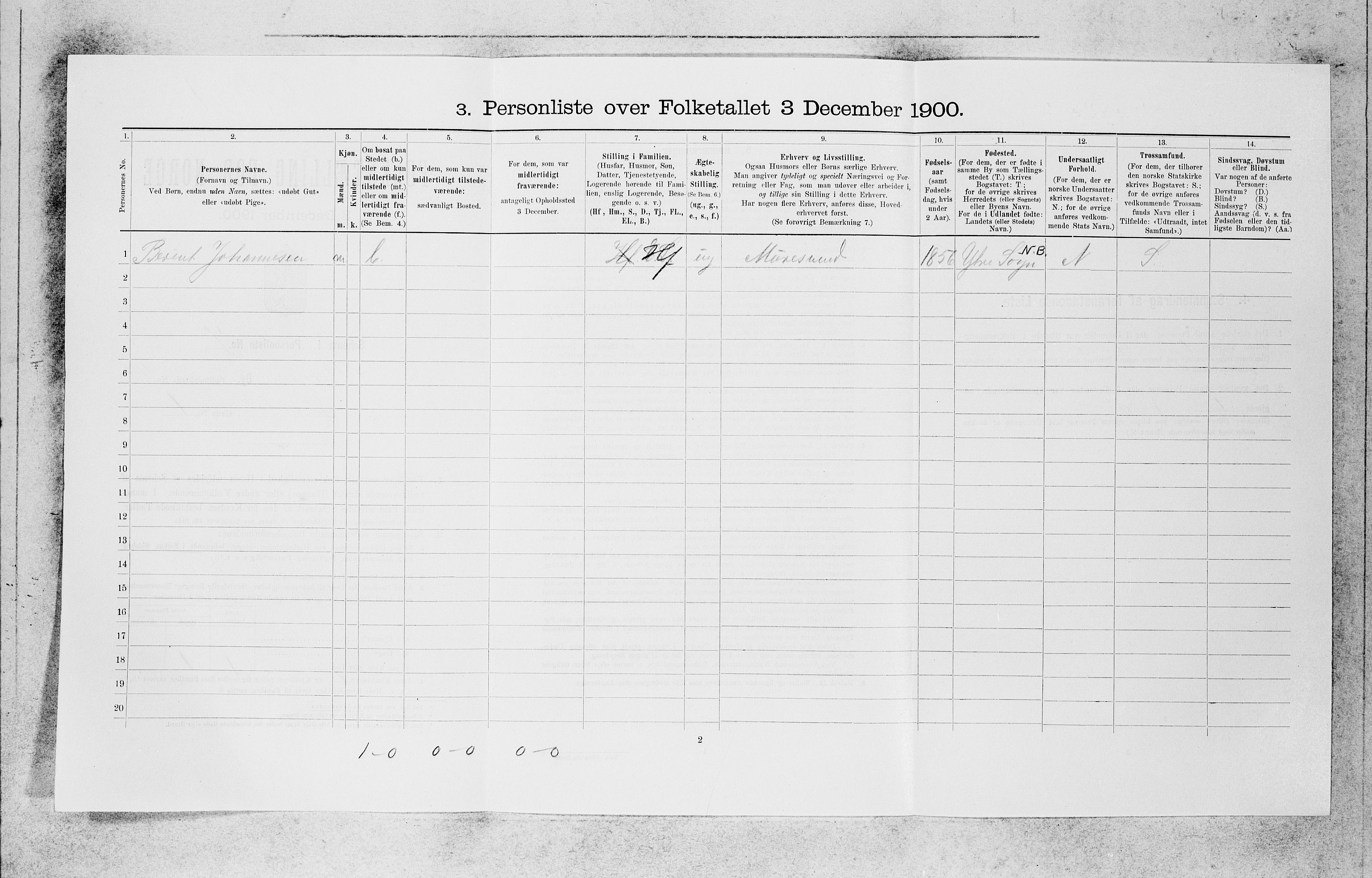 SAB, 1900 census for Bergen, 1900, p. 9513