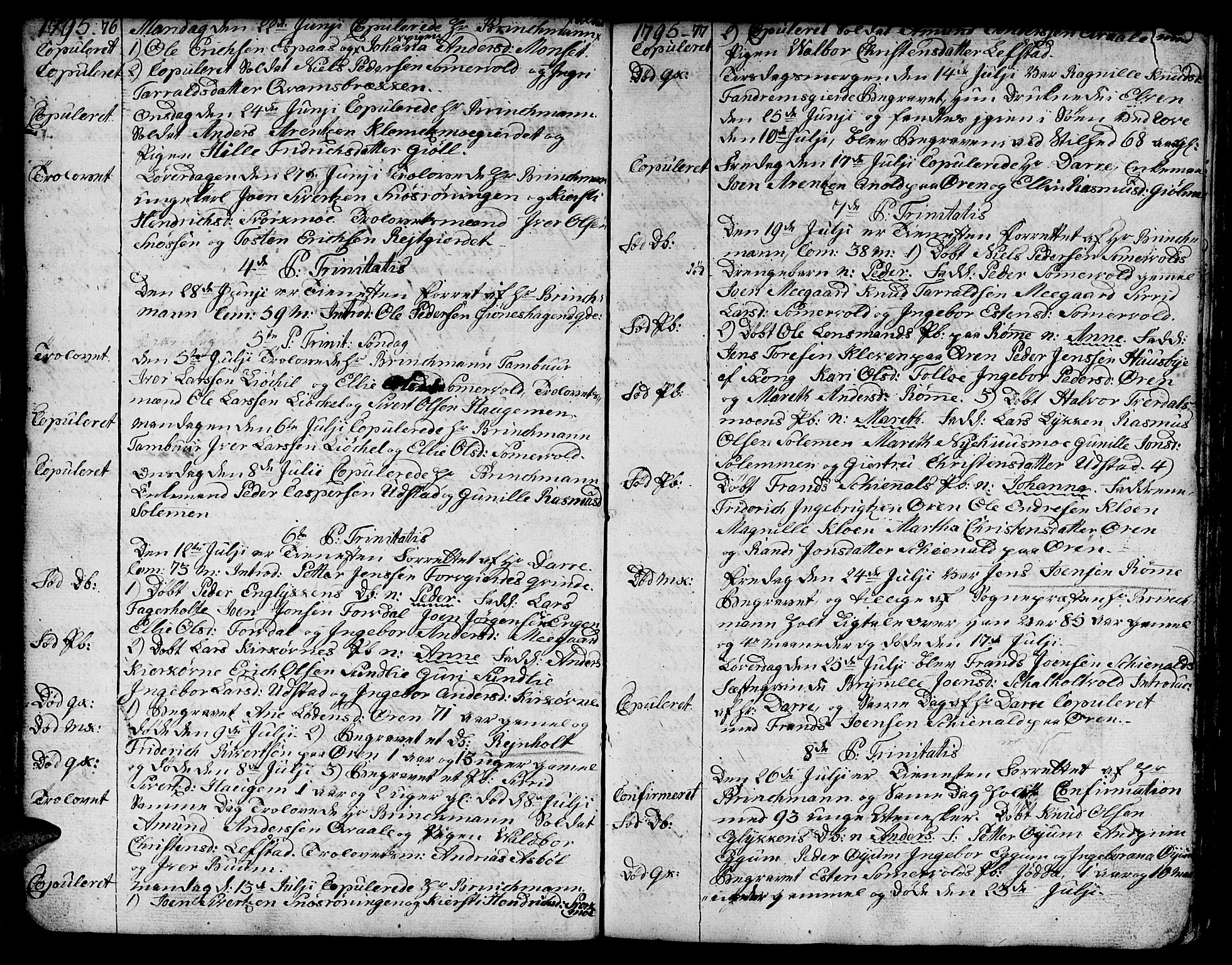 Ministerialprotokoller, klokkerbøker og fødselsregistre - Sør-Trøndelag, AV/SAT-A-1456/668/L0815: Parish register (copy) no. 668C04, 1791-1815, p. 76-77