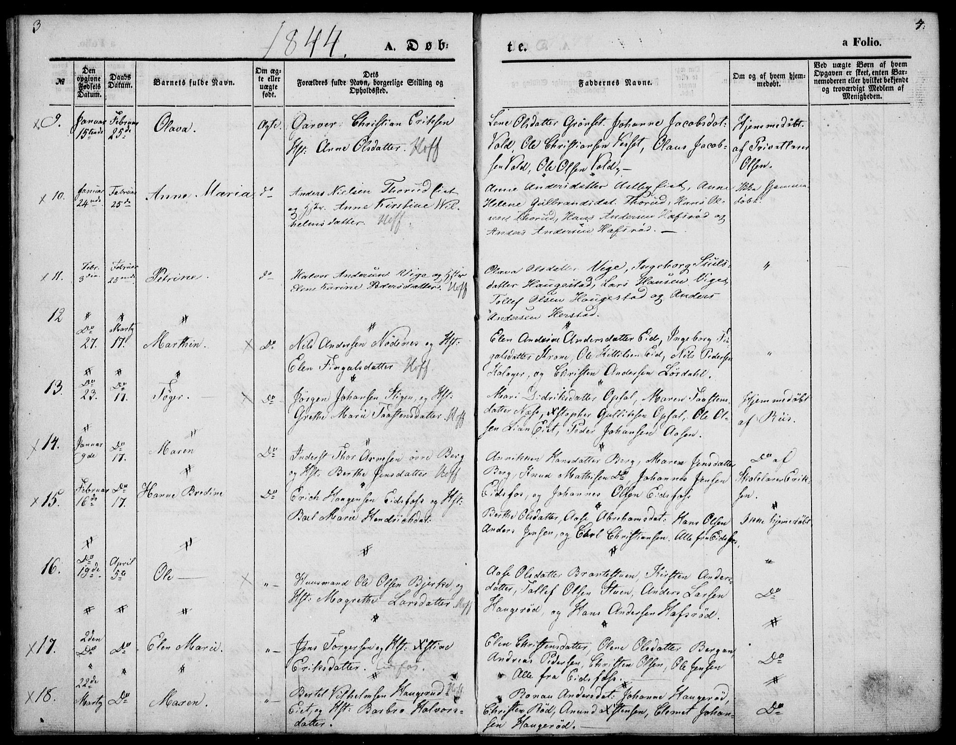 Hof kirkebøker, SAKO/A-64/F/Fa/L0005: Parish register (official) no. I 5, 1844-1851, p. 3-4