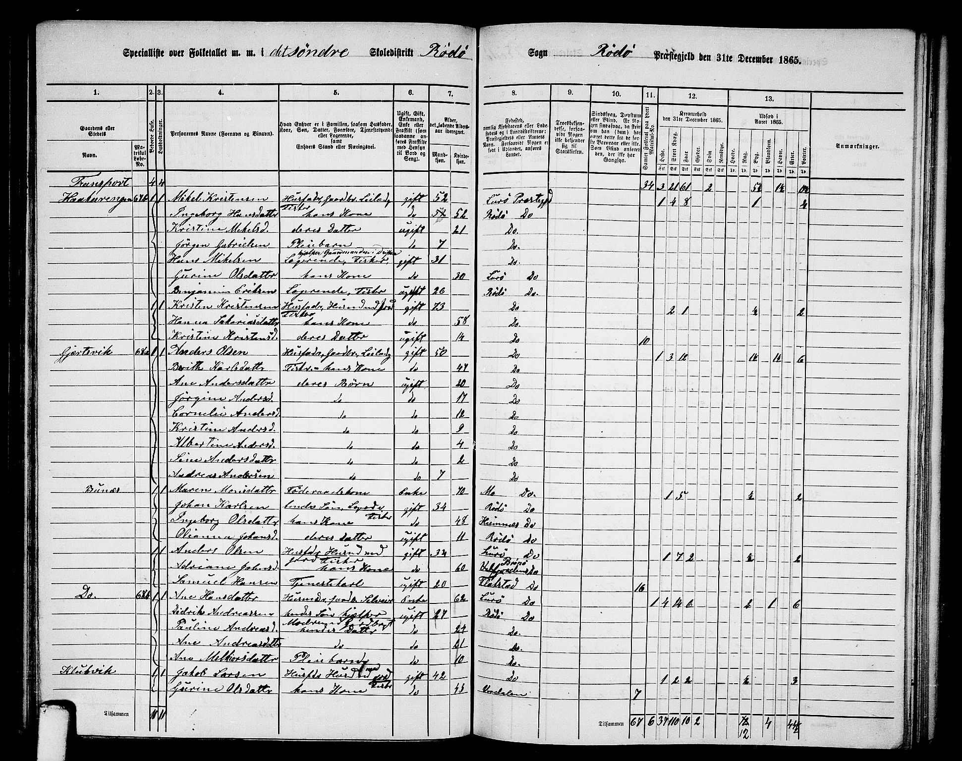 RA, 1865 census for Rødøy, 1865, p. 29