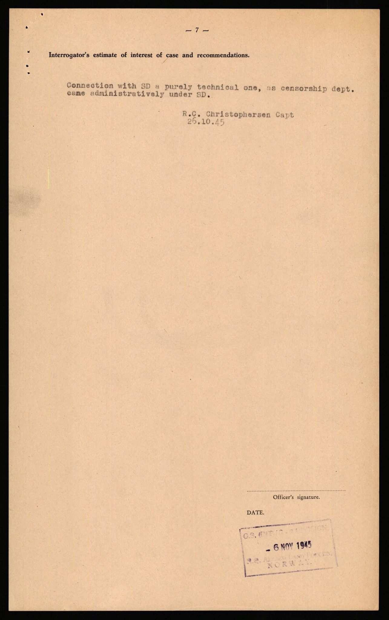 Forsvaret, Forsvarets overkommando II, AV/RA-RAFA-3915/D/Db/L0032: CI Questionaires. Tyske okkupasjonsstyrker i Norge. Tyskere., 1945-1946, p. 219