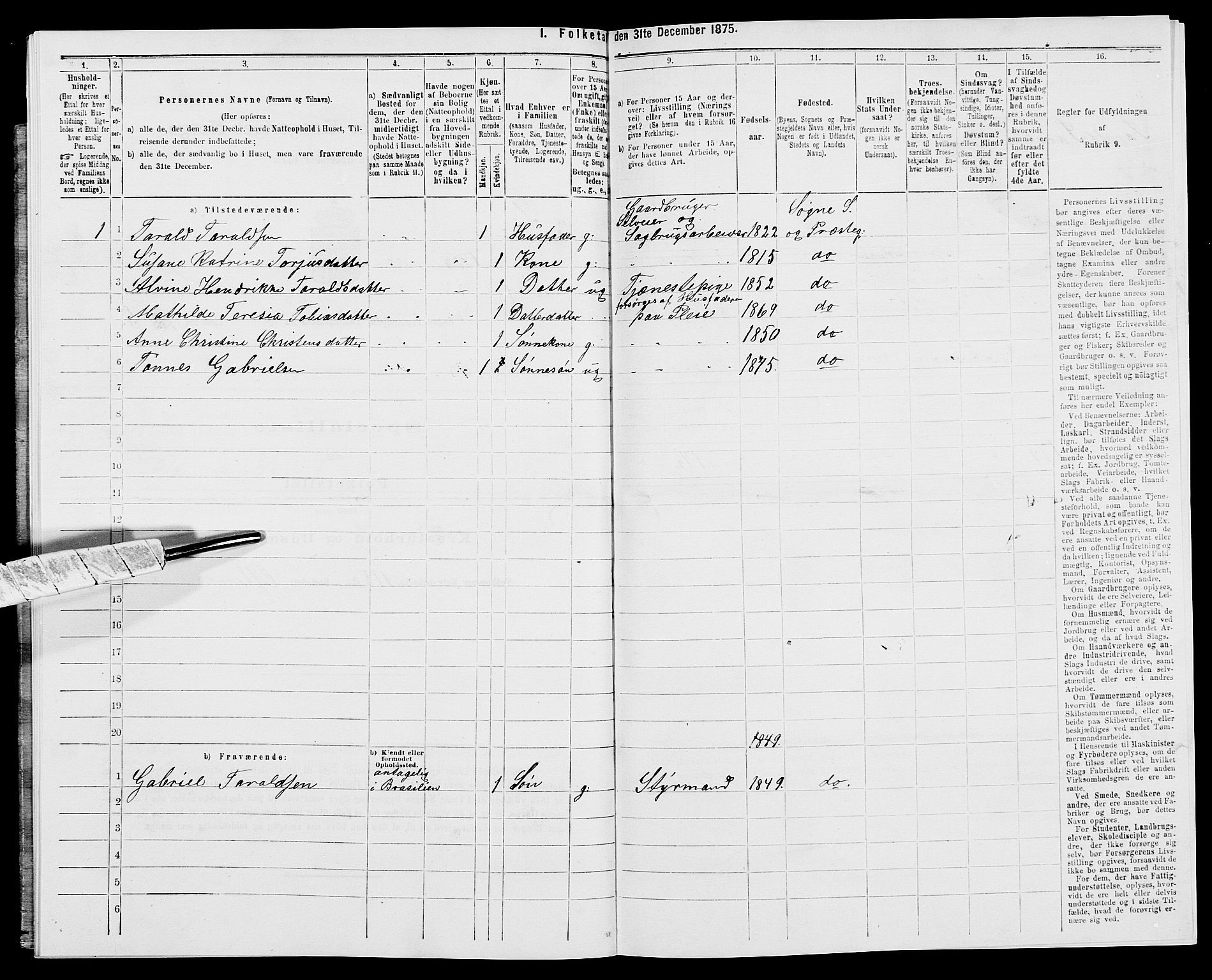 SAK, 1875 census for 1018P Søgne, 1875, p. 682